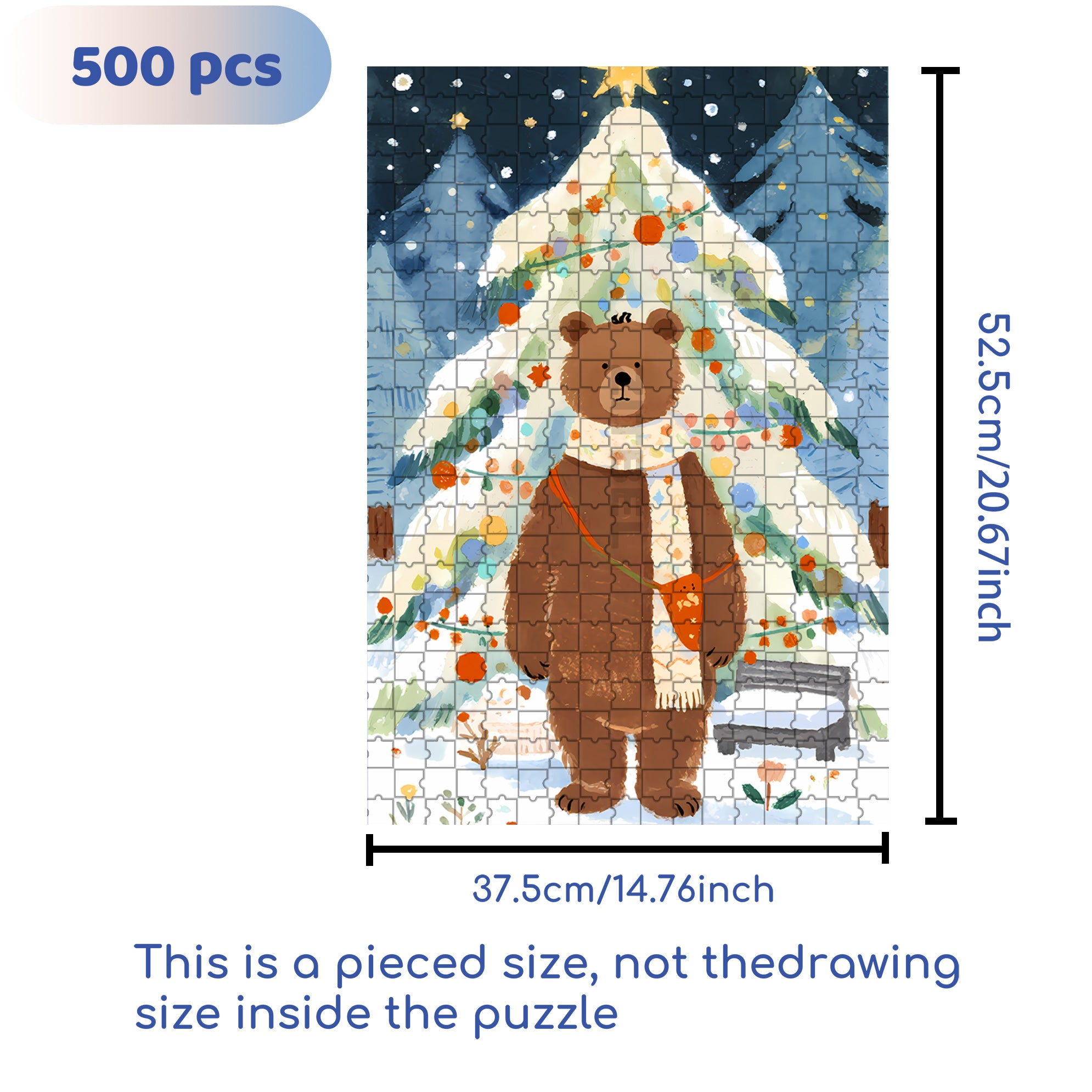 The Christmas Of The Little Bear 500pcs/1000pcs Jigsaw Puzzle, Scratch-Resistant, Interactive Family Game & Brain-Boosting DIY Decor, Perfect for Halloween, Christmas & New Year Gifts, Family Puzzle Game