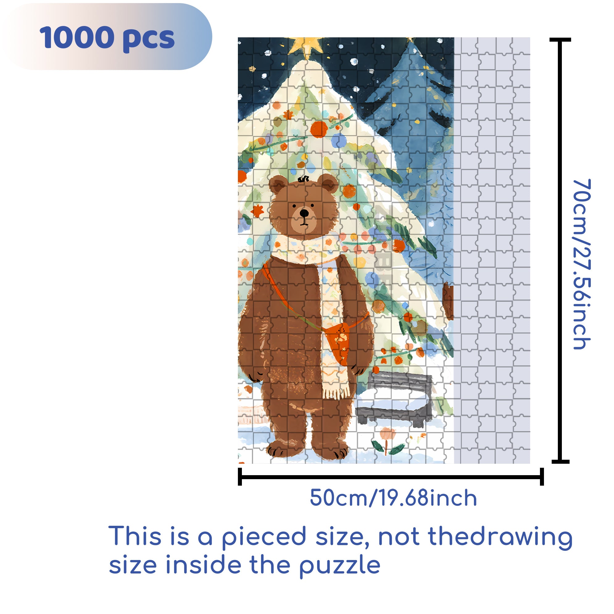 The Christmas Of The Little Bear 500pcs/1000pcs Jigsaw Puzzle, Scratch-Resistant, Interactive Family Game & Brain-Boosting DIY Decor, Perfect for Halloween, Christmas & New Year Gifts, Family Puzzle Game