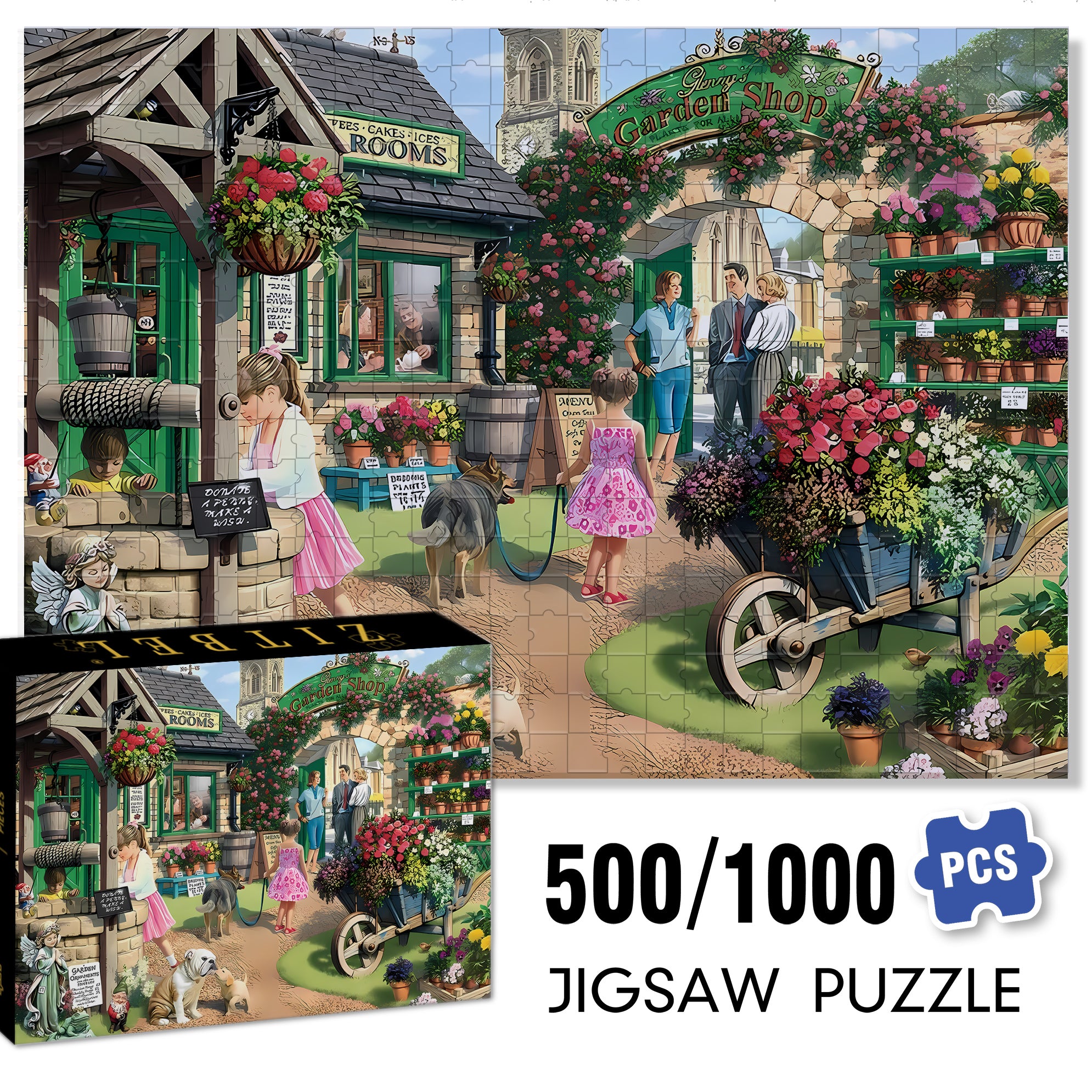 The Garden Shop 500pcs/1000pcs Jigsaw Puzzle, Scratch-Resistant, Interactive Family Game & Brain-Boosting DIY Decor, Perfect for Halloween, Christmas & New Year Gifts, Family Puzzle Game