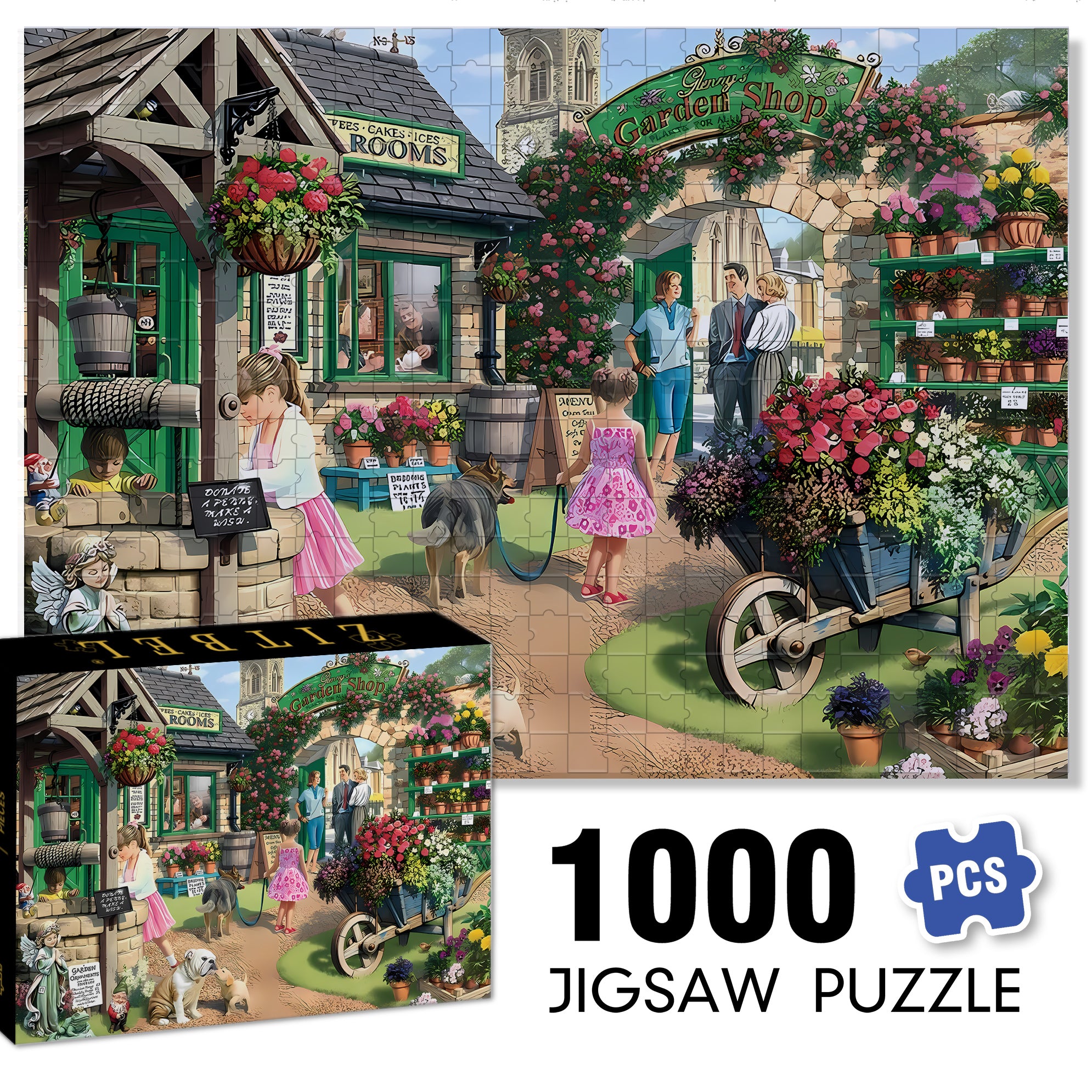 The Garden Shop 500pcs/1000pcs Jigsaw Puzzle, Scratch-Resistant, Interactive Family Game & Brain-Boosting DIY Decor, Perfect for Halloween, Christmas & New Year Gifts, Family Puzzle Game