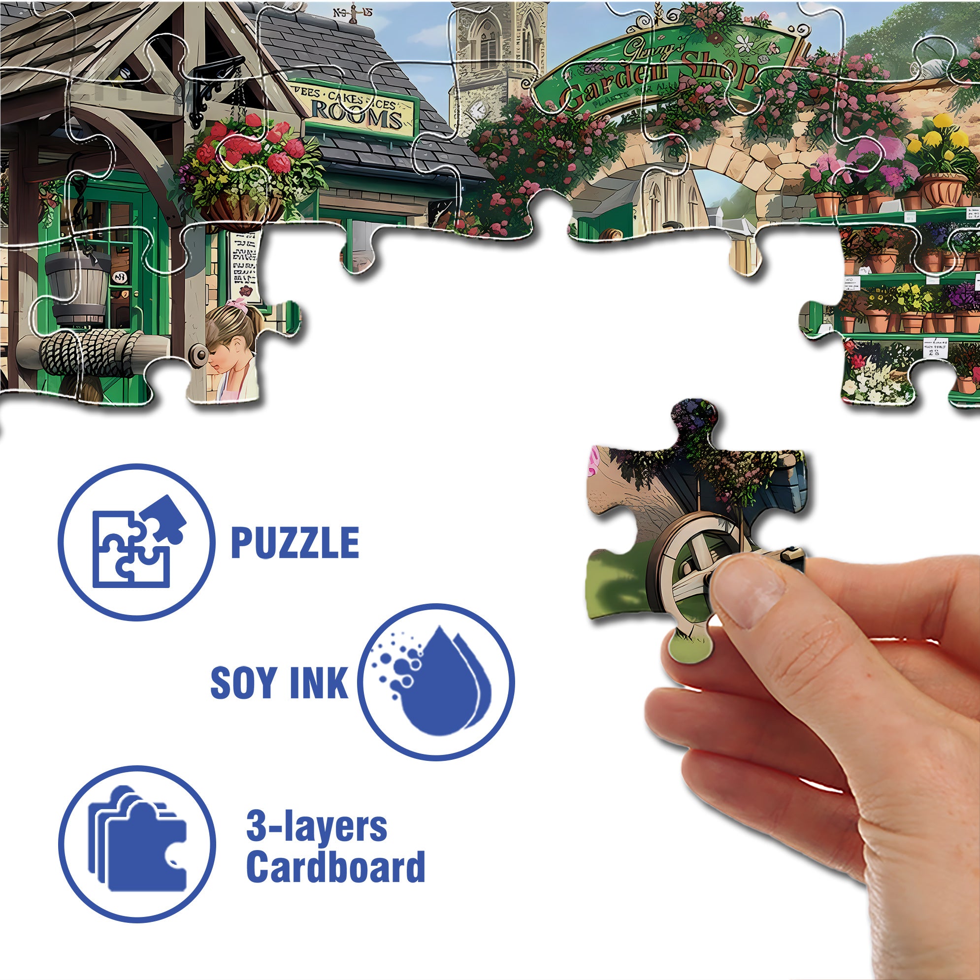 The Garden Shop 500pcs/1000pcs Jigsaw Puzzle, Scratch-Resistant, Interactive Family Game & Brain-Boosting DIY Decor, Perfect for Halloween, Christmas & New Year Gifts, Family Puzzle Game