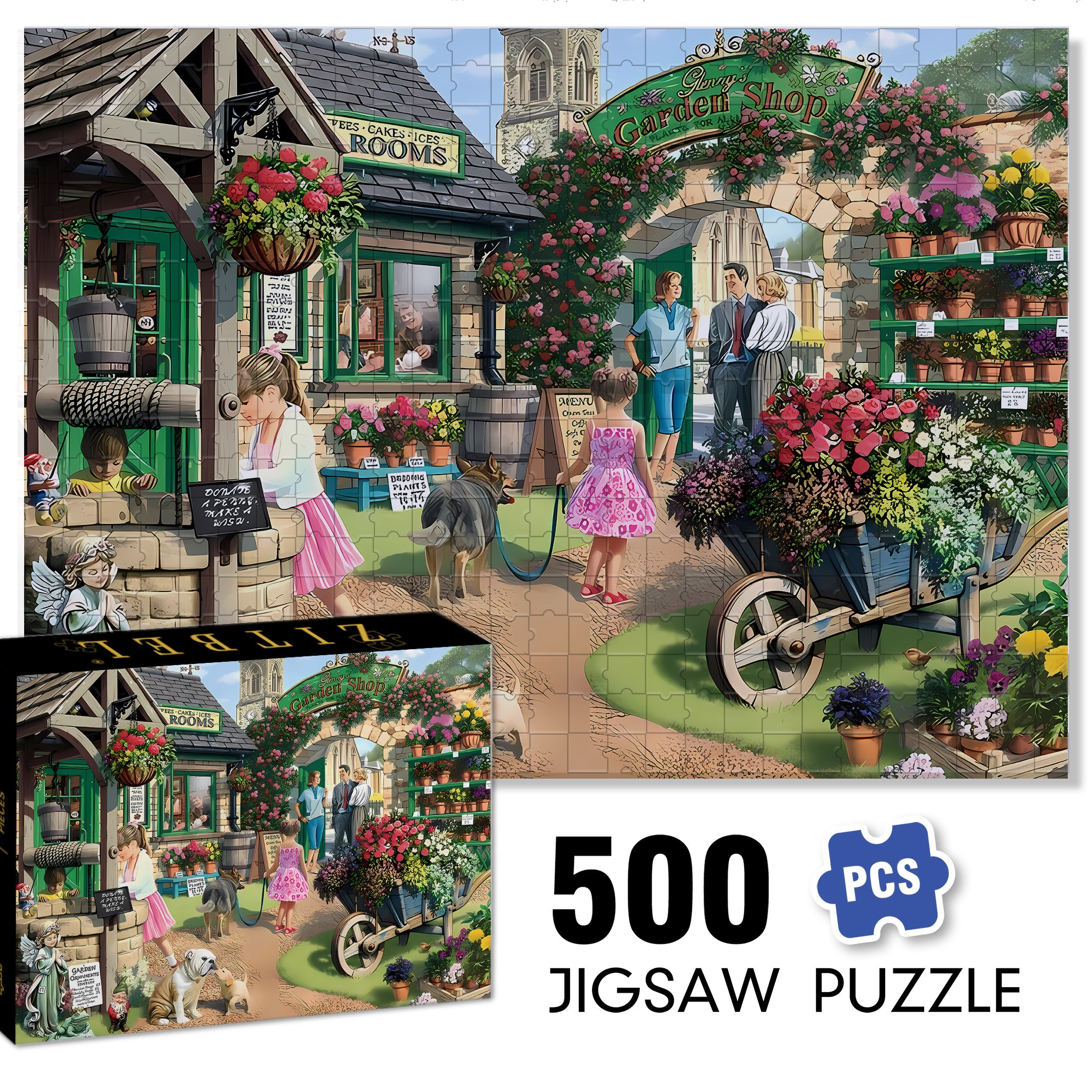 The Garden Shop 500pcs/1000pcs Jigsaw Puzzle, Scratch-Resistant, Interactive Family Game & Brain-Boosting DIY Decor, Perfect for Halloween, Christmas & New Year Gifts, Family Puzzle Game