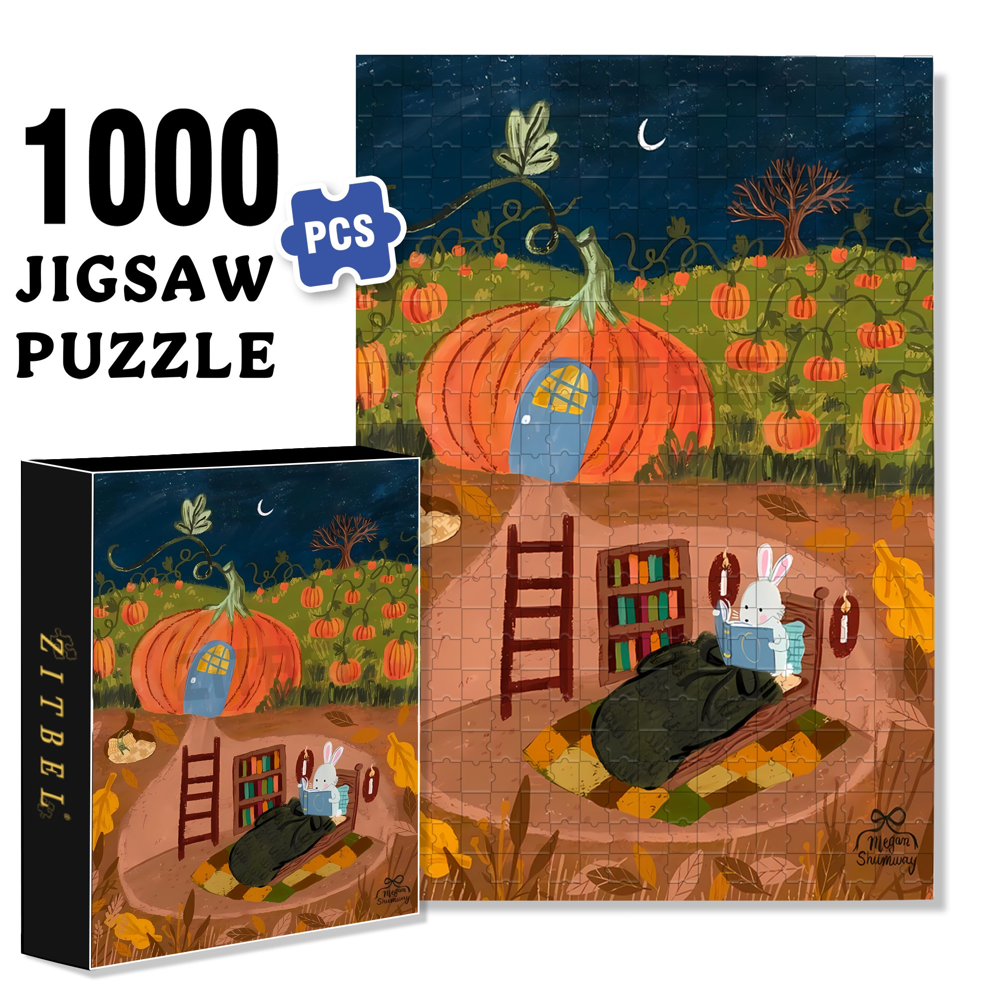 The Rabbit's Den 500pcs/1000pcs Jigsaw Puzzle, Scratch-Resistant, Interactive Family Game & Brain-Boosting DIY Decor, Perfect for Halloween, Christmas & New Year Gifts, Family Puzzle Game