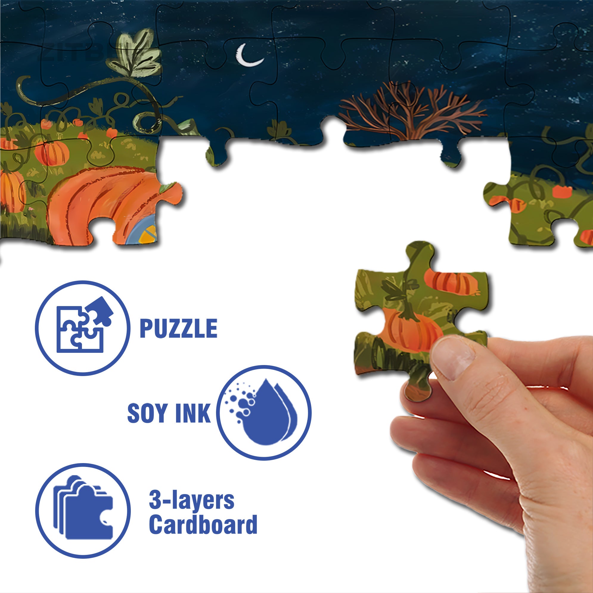 The Rabbit's Den 500pcs/1000pcs Jigsaw Puzzle, Scratch-Resistant, Interactive Family Game & Brain-Boosting DIY Decor, Perfect for Halloween, Christmas & New Year Gifts, Family Puzzle Game