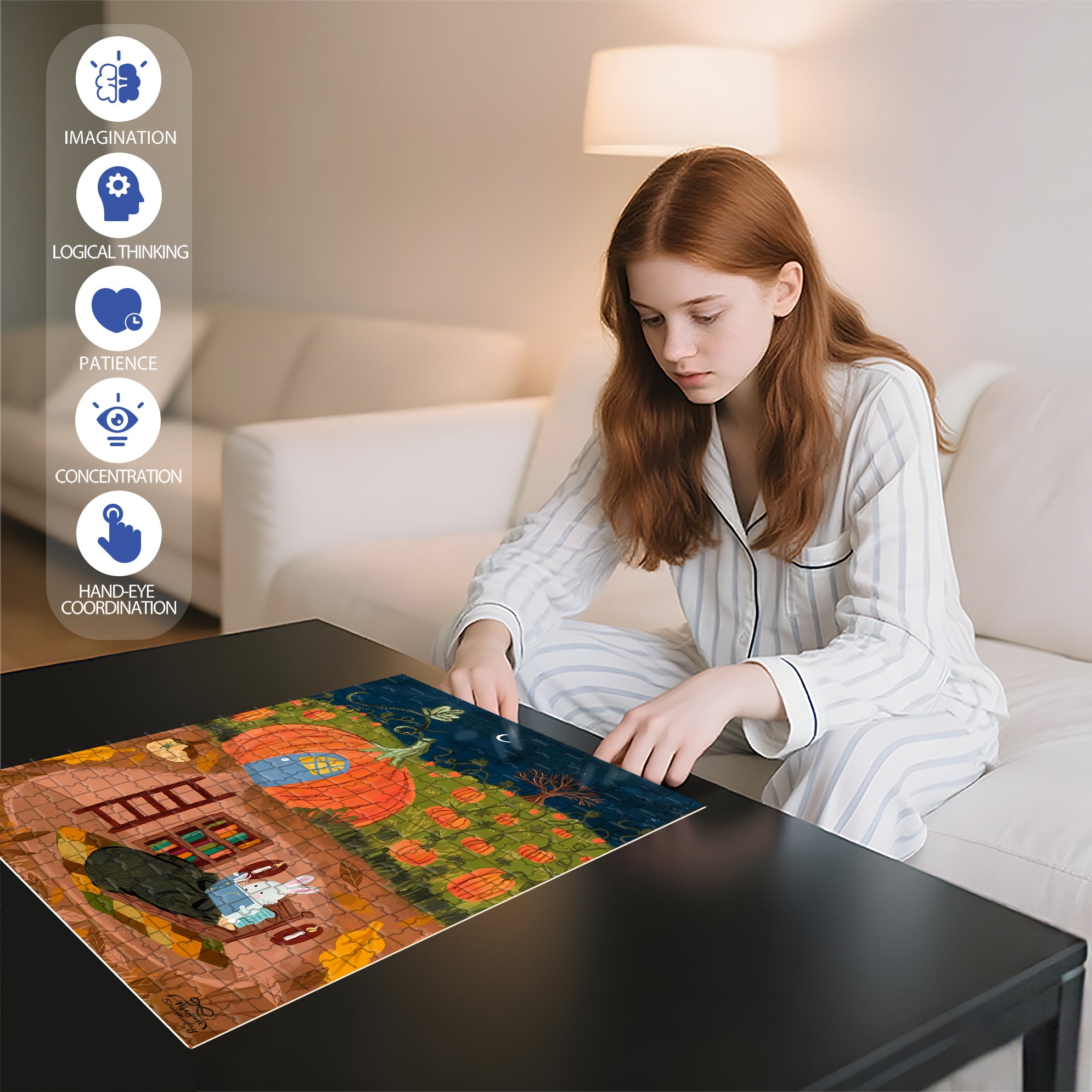 The Rabbit's Den 500pcs/1000pcs Jigsaw Puzzle, Scratch-Resistant, Interactive Family Game & Brain-Boosting DIY Decor, Perfect for Halloween, Christmas & New Year Gifts, Family Puzzle Game