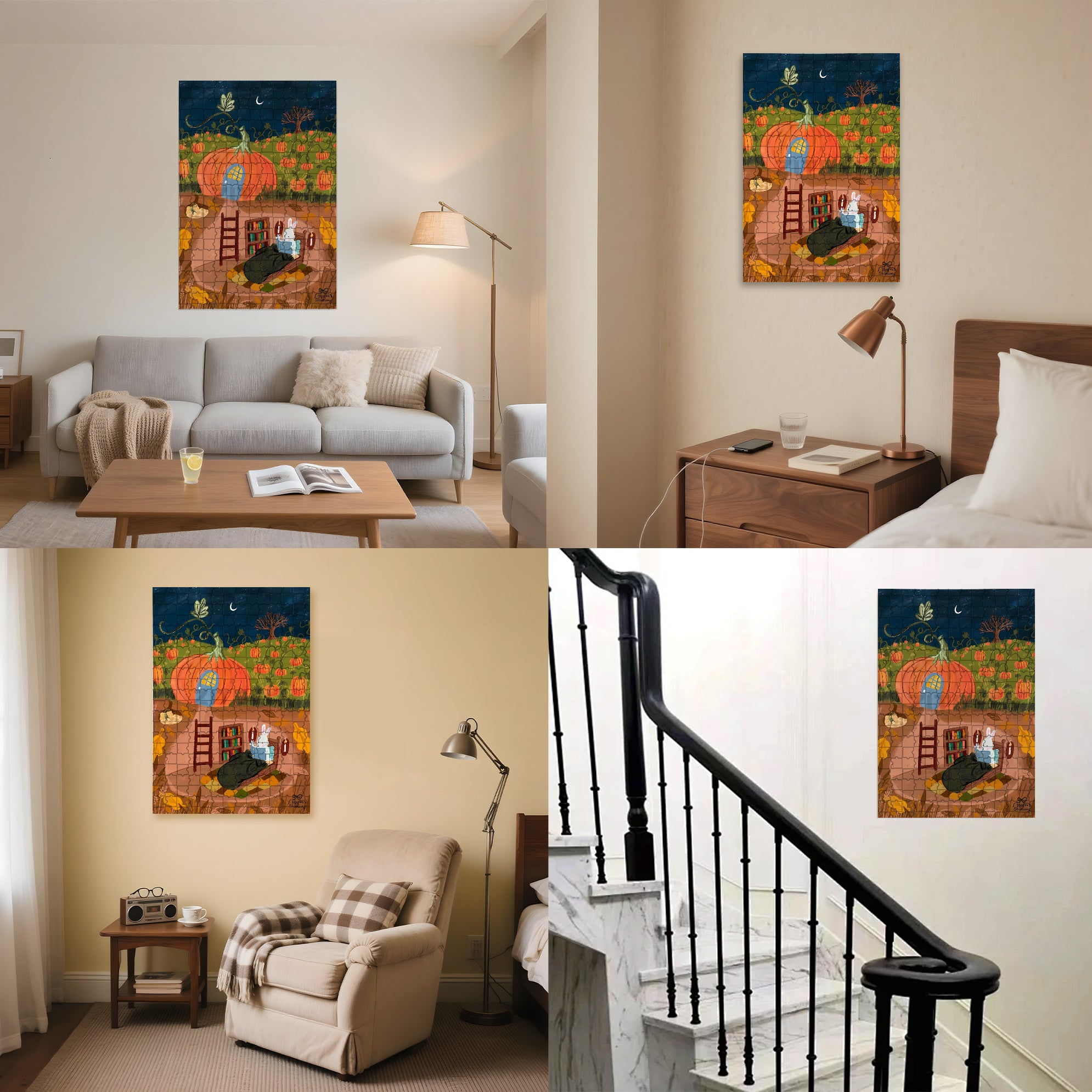 The Rabbit's Den 500pcs/1000pcs Jigsaw Puzzle, Scratch-Resistant, Interactive Family Game & Brain-Boosting DIY Decor, Perfect for Halloween, Christmas & New Year Gifts, Family Puzzle Game