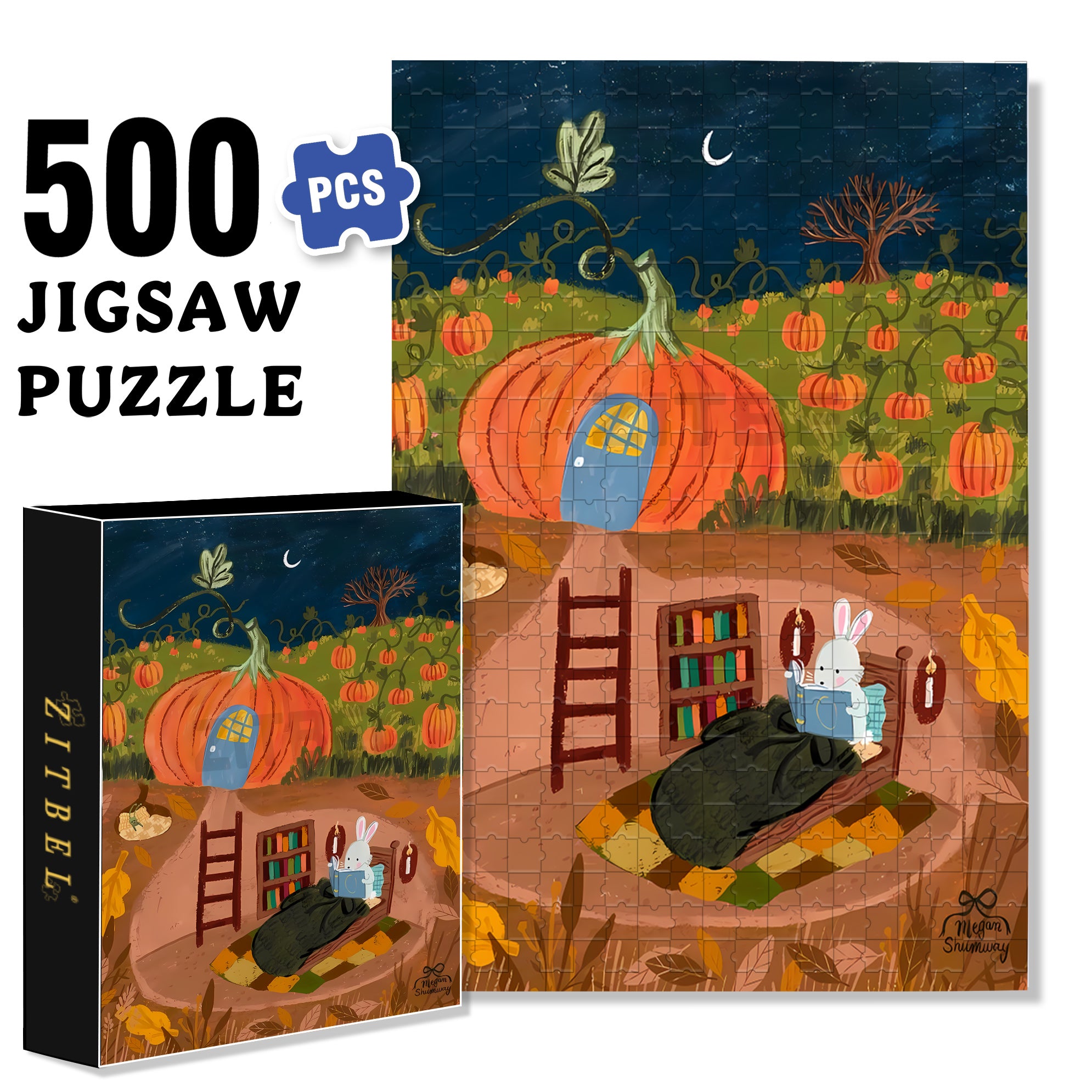 The Rabbit's Den 500pcs/1000pcs Jigsaw Puzzle, Scratch-Resistant, Interactive Family Game & Brain-Boosting DIY Decor, Perfect for Halloween, Christmas & New Year Gifts, Family Puzzle Game