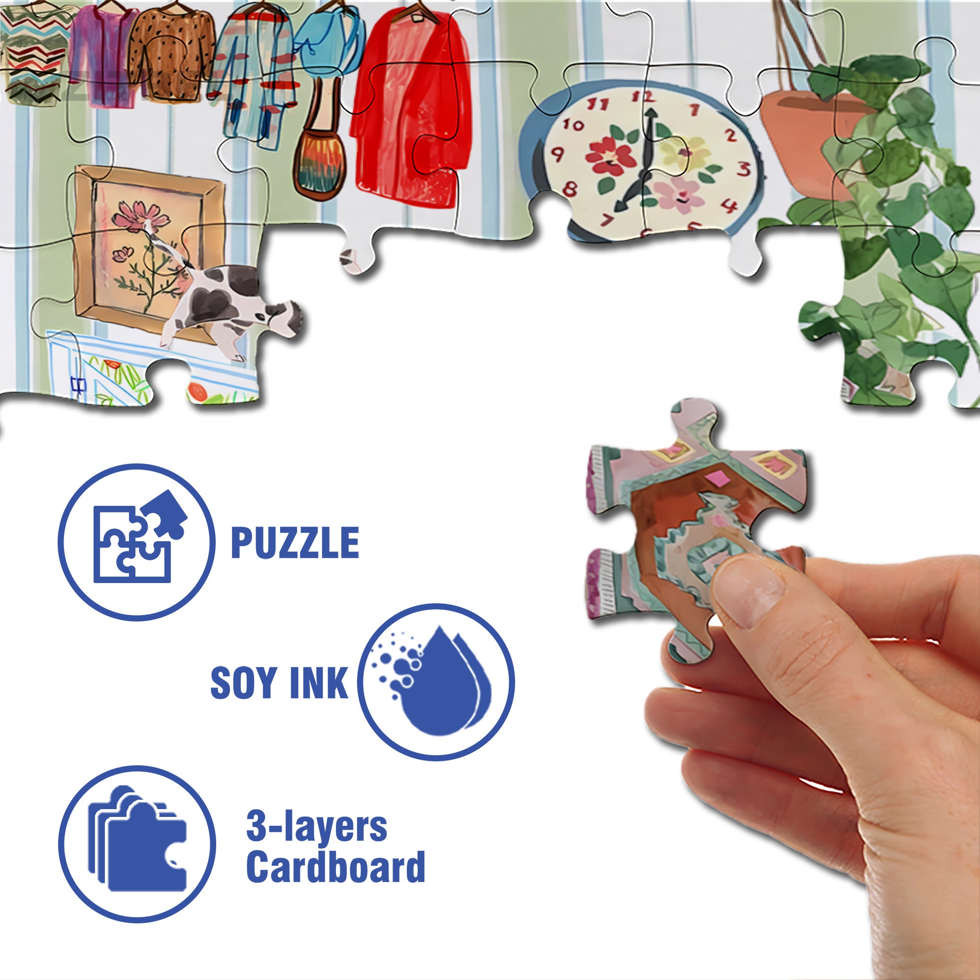 Tiny Home 500pcs/1000pcs Jigsaw Puzzle, Scratch-Resistant, Interactive Family Game & Brain-Boosting DIY Decor, Perfect for Halloween, Christmas & New Year Gifts, Family Puzzle Game