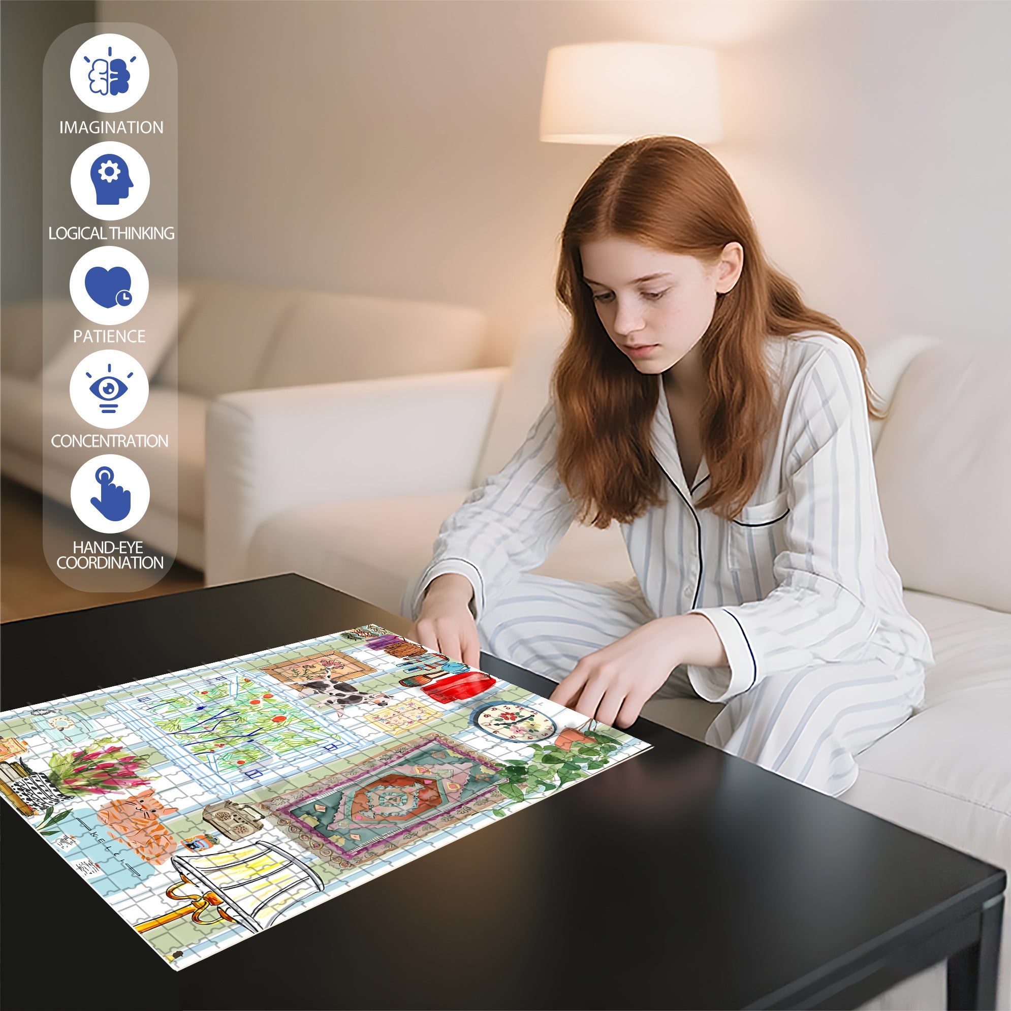 Tiny Home 500pcs/1000pcs Jigsaw Puzzle, Scratch-Resistant, Interactive Family Game & Brain-Boosting DIY Decor, Perfect for Halloween, Christmas & New Year Gifts, Family Puzzle Game