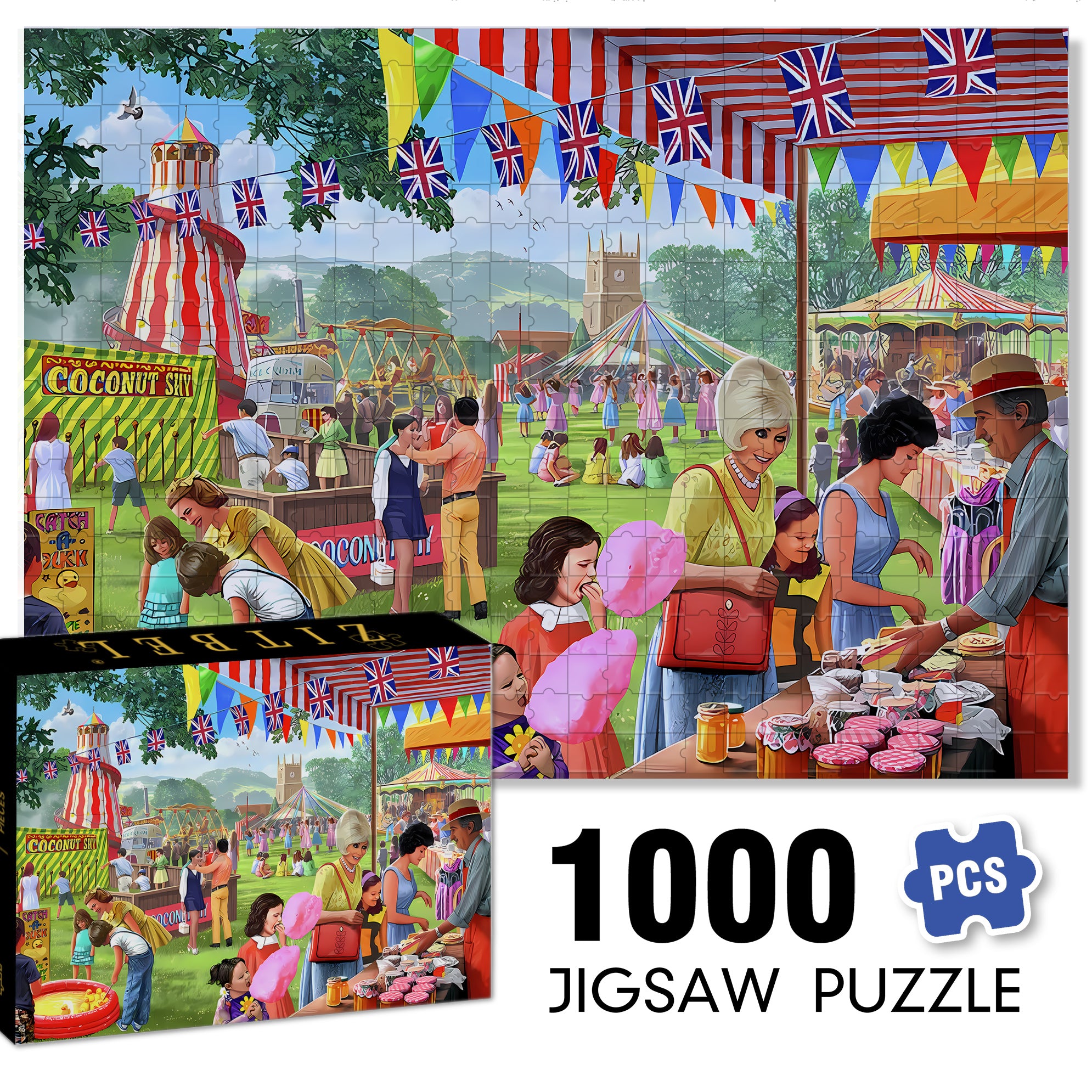 Village Fete 500pcs/1000pcs Jigsaw Puzzle, Scratch-Resistant, Interactive Family Game & Brain-Boosting DIY Decor, Perfect for Halloween, Christmas & New Year Gifts, Family Puzzle Game