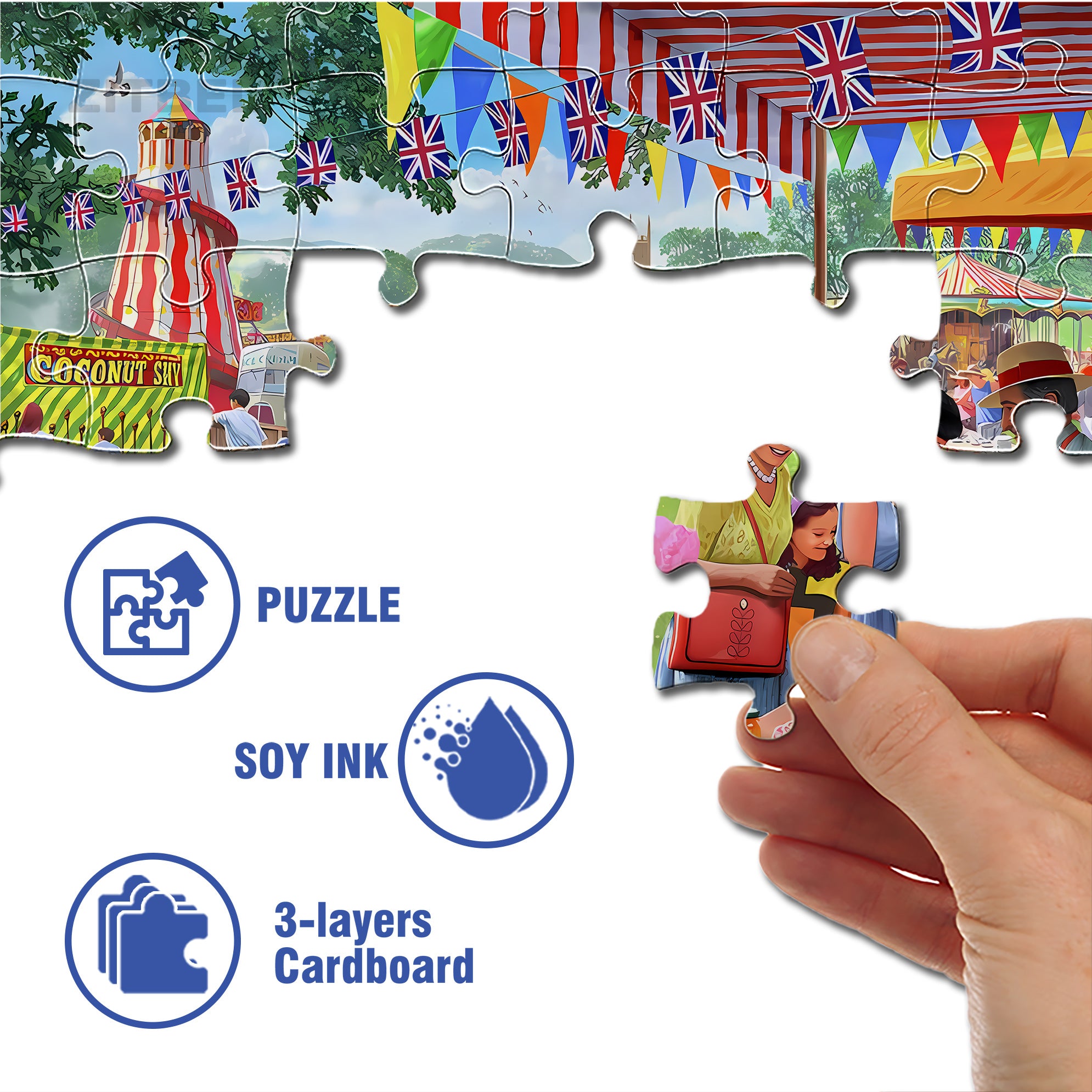 Village Fete 500pcs/1000pcs Jigsaw Puzzle, Scratch-Resistant, Interactive Family Game & Brain-Boosting DIY Decor, Perfect for Halloween, Christmas & New Year Gifts, Family Puzzle Game