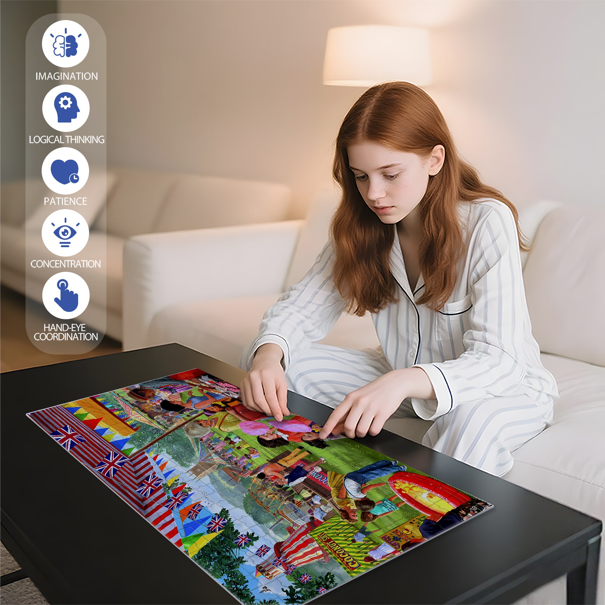 Village Fete 500pcs/1000pcs Jigsaw Puzzle, Scratch-Resistant, Interactive Family Game & Brain-Boosting DIY Decor, Perfect for Halloween, Christmas & New Year Gifts, Family Puzzle Game