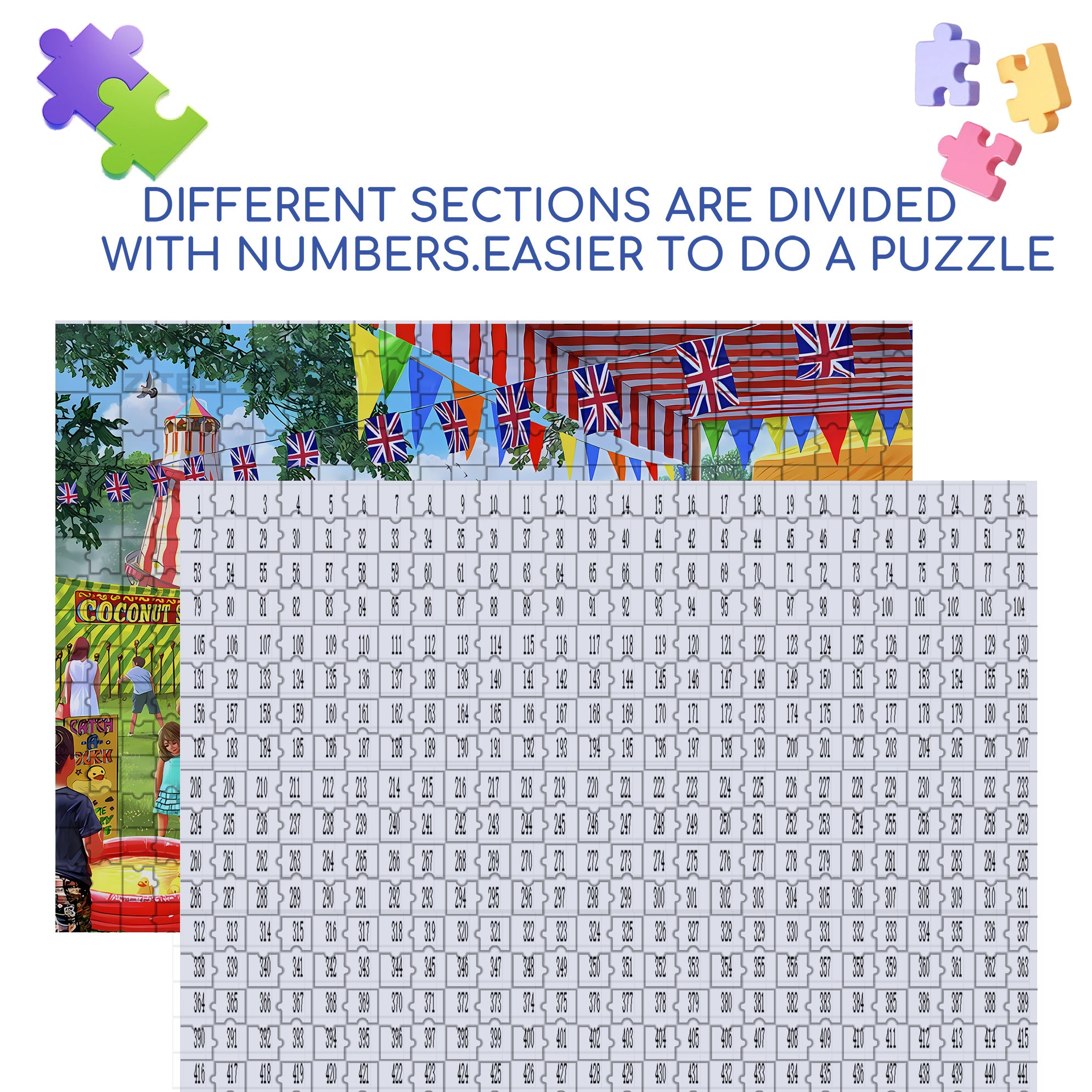 Village Fete 500pcs/1000pcs Jigsaw Puzzle, Scratch-Resistant, Interactive Family Game & Brain-Boosting DIY Decor, Perfect for Halloween, Christmas & New Year Gifts, Family Puzzle Game