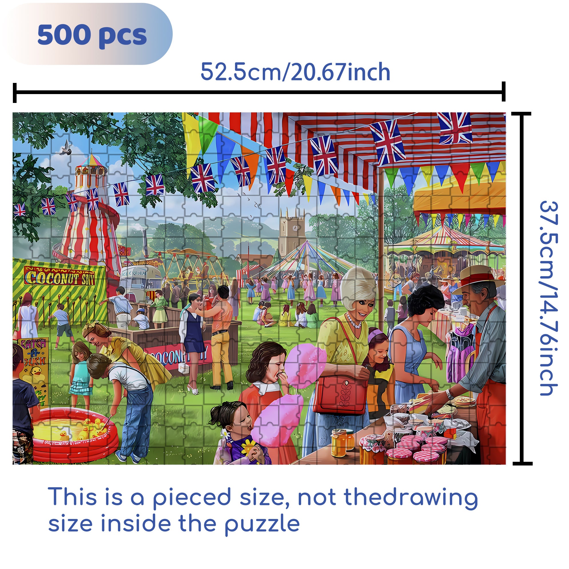 Village Fete 500pcs/1000pcs Jigsaw Puzzle, Scratch-Resistant, Interactive Family Game & Brain-Boosting DIY Decor, Perfect for Halloween, Christmas & New Year Gifts, Family Puzzle Game