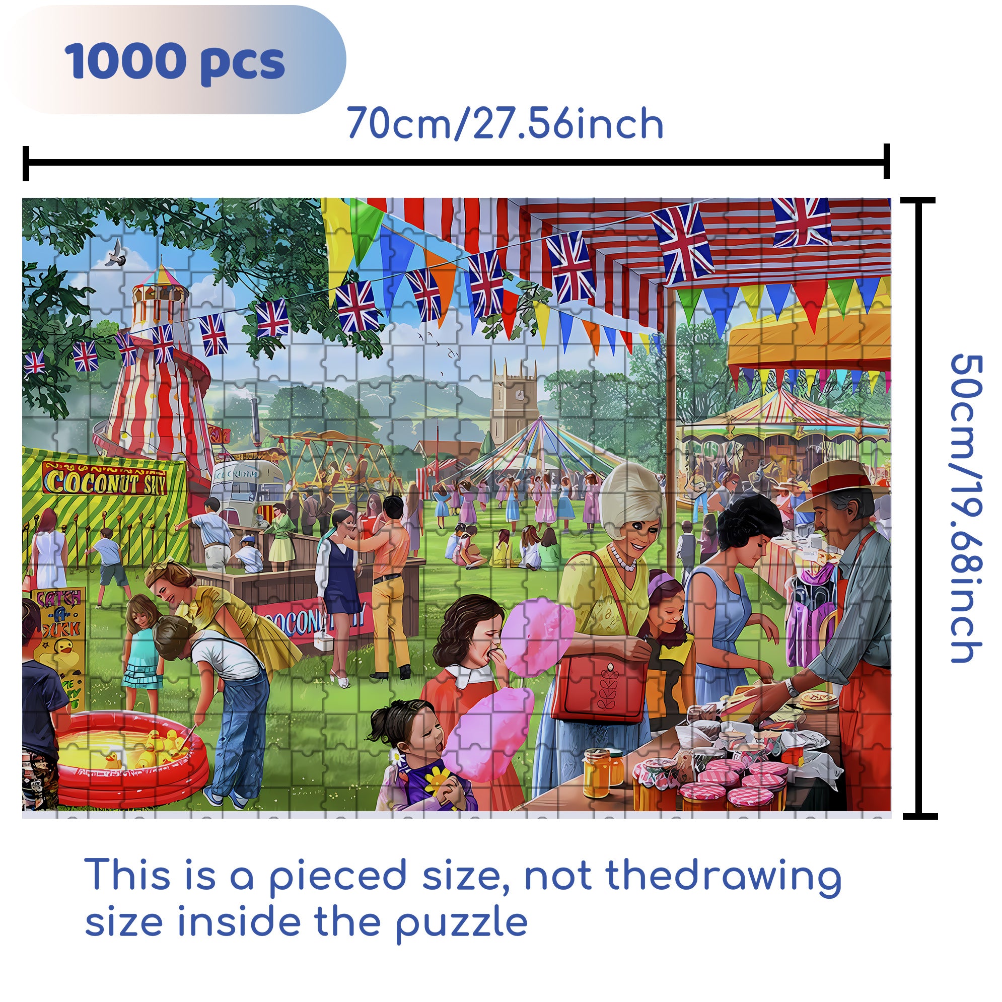 Village Fete 500pcs/1000pcs Jigsaw Puzzle, Scratch-Resistant, Interactive Family Game & Brain-Boosting DIY Decor, Perfect for Halloween, Christmas & New Year Gifts, Family Puzzle Game