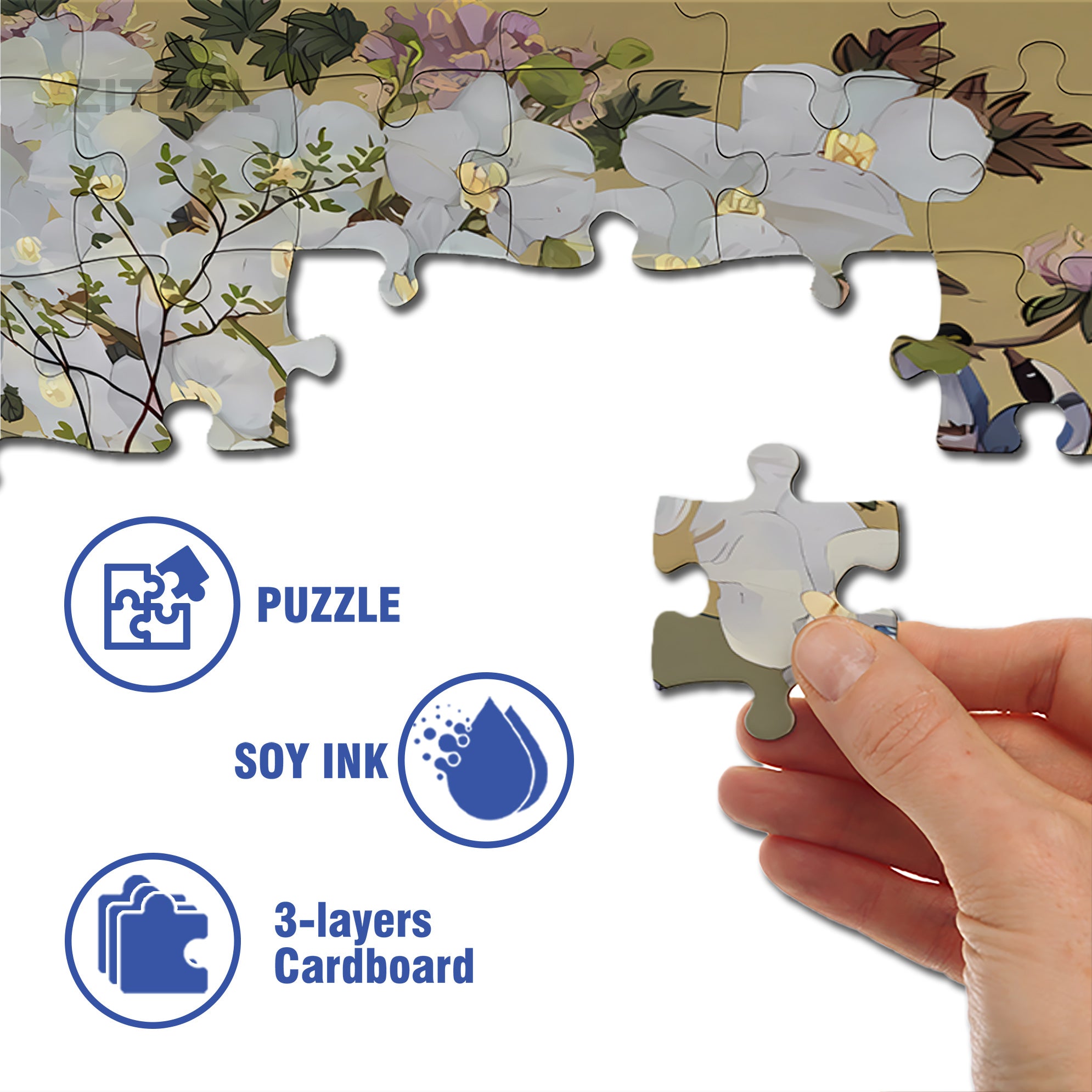 White Phalaenopsis Orchid 500pcs/1000pcs Jigsaw Puzzle, Scratch-Resistant, Interactive Family Game & Brain-Boosting DIY Decor, Perfect for Halloween, Christmas & New Year Gifts, Family Puzzle Game