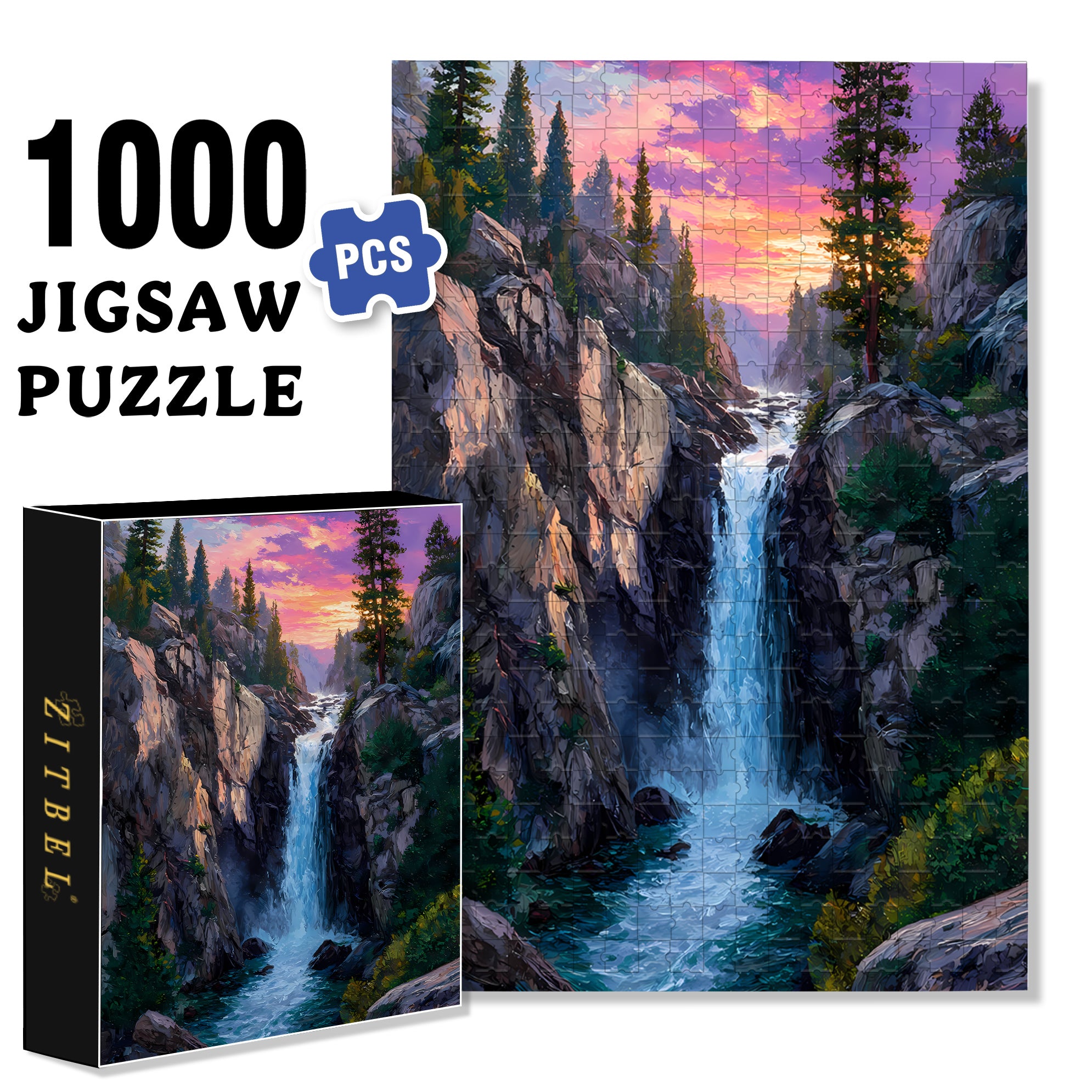Why Don't Waterfalls Run Out of Water 500pcs/1000pcs Jigsaw Puzzle, Scratch-Resistant, Interactive Family Game & Brain-Boosting DIY Decor, Perfect for Halloween, Christmas & New Year Gifts, Family Puzzle Game