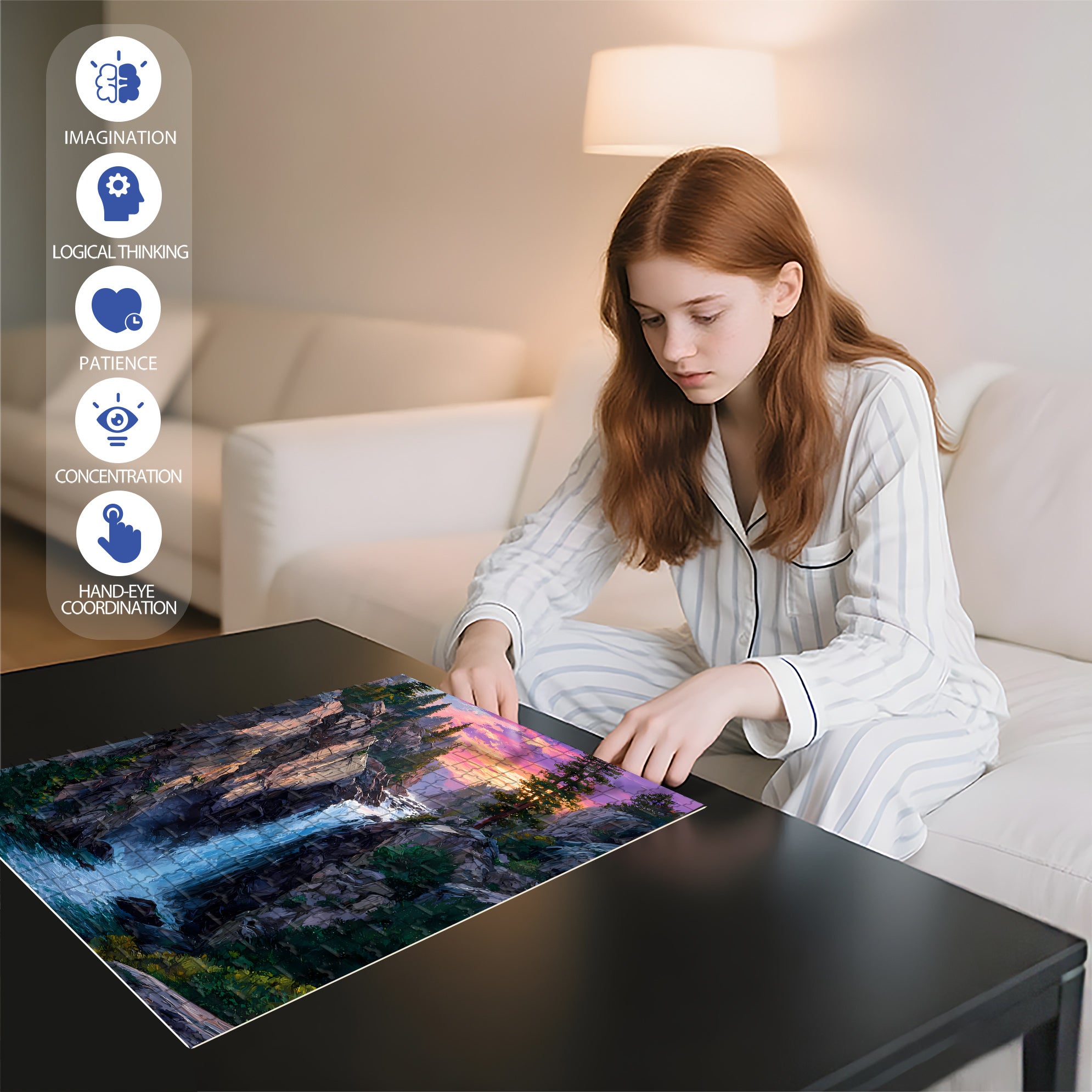 Why Don't Waterfalls Run Out of Water 500pcs/1000pcs Jigsaw Puzzle, Scratch-Resistant, Interactive Family Game & Brain-Boosting DIY Decor, Perfect for Halloween, Christmas & New Year Gifts, Family Puzzle Game