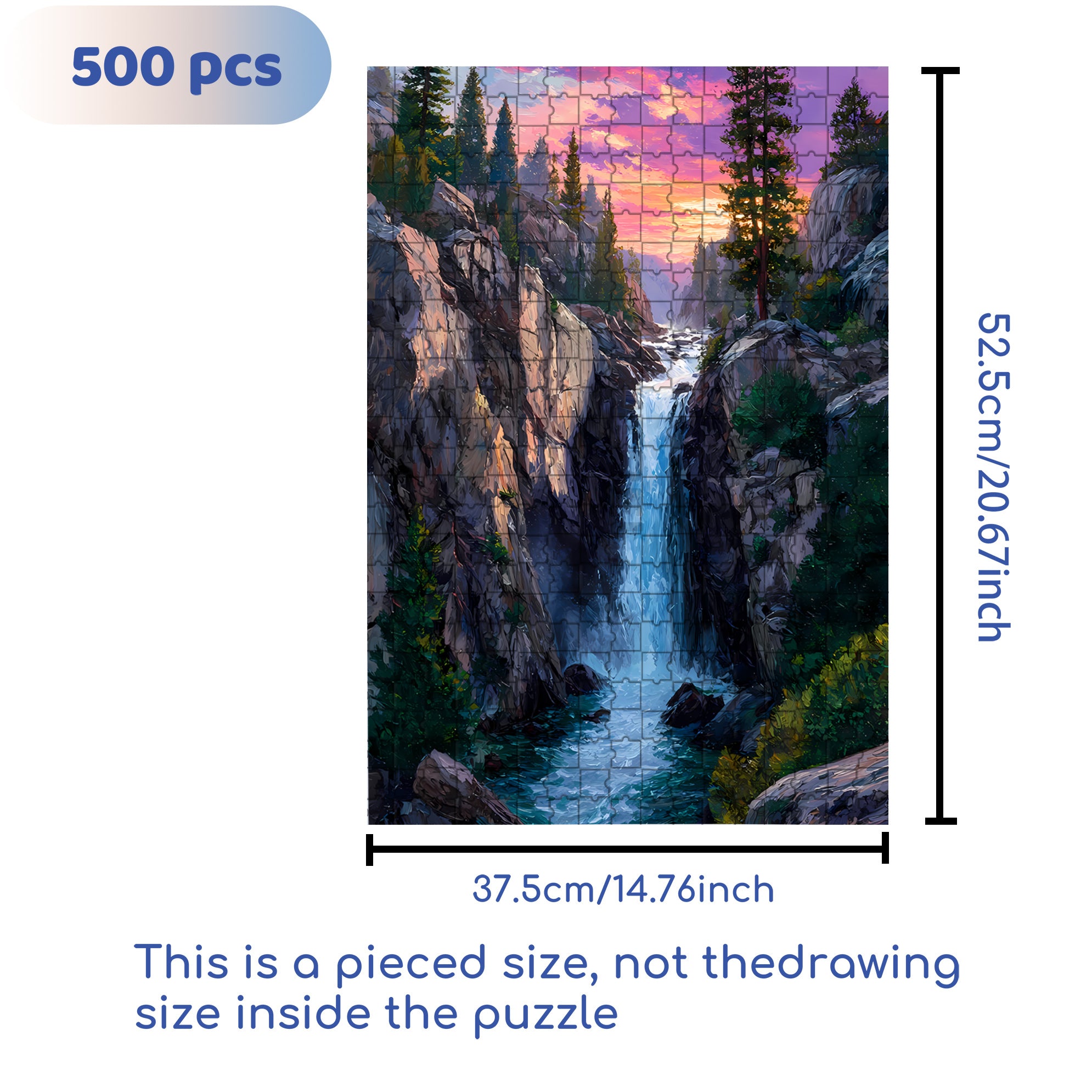 Why Don't Waterfalls Run Out of Water 500pcs/1000pcs Jigsaw Puzzle, Scratch-Resistant, Interactive Family Game & Brain-Boosting DIY Decor, Perfect for Halloween, Christmas & New Year Gifts, Family Puzzle Game