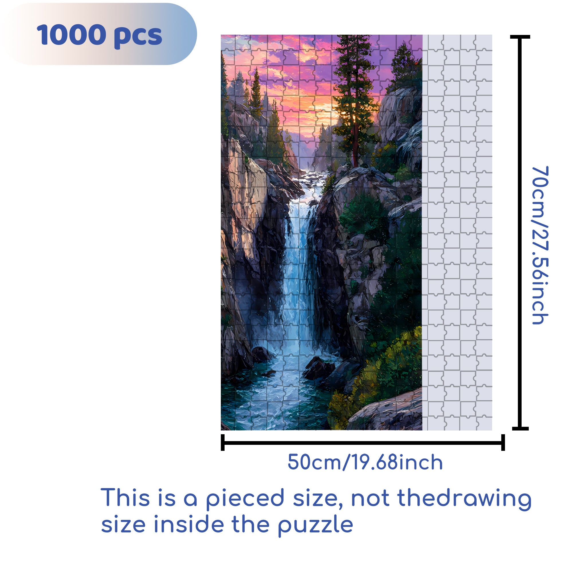 Why Don't Waterfalls Run Out of Water 500pcs/1000pcs Jigsaw Puzzle, Scratch-Resistant, Interactive Family Game & Brain-Boosting DIY Decor, Perfect for Halloween, Christmas & New Year Gifts, Family Puzzle Game