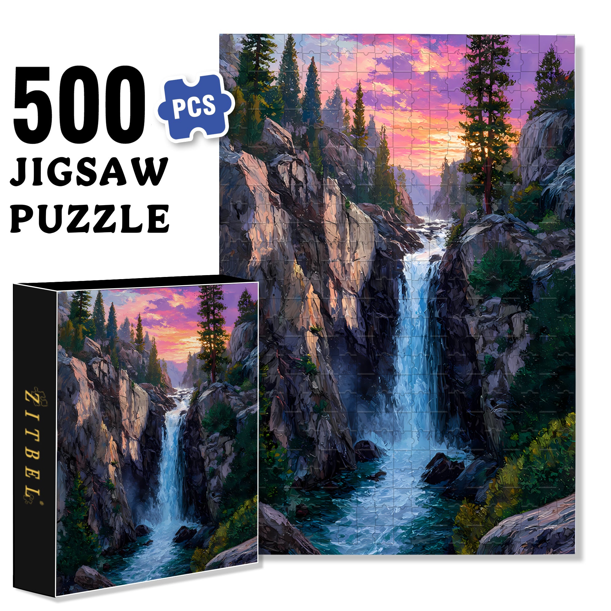 Why Don't Waterfalls Run Out of Water 500pcs/1000pcs Jigsaw Puzzle, Scratch-Resistant, Interactive Family Game & Brain-Boosting DIY Decor, Perfect for Halloween, Christmas & New Year Gifts, Family Puzzle Game