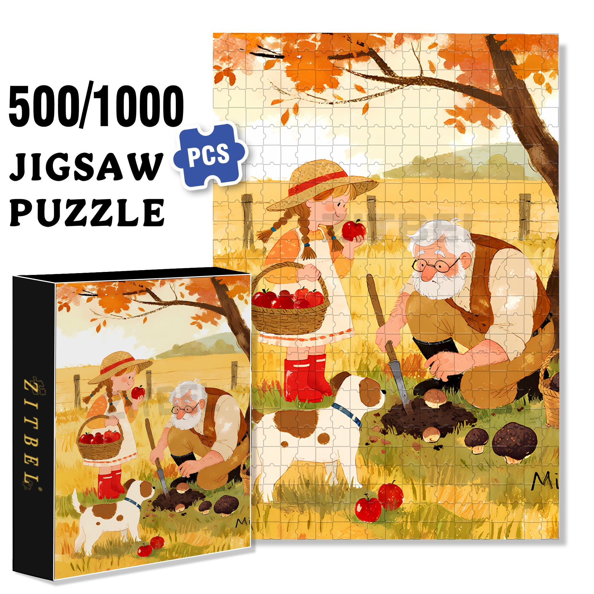 Wild Mushroom 500pcs/1000pcs Jigsaw Puzzle, Scratch-Resistant, Interactive Family Game & Brain-Boosting DIY Decor, Perfect for Halloween, Christmas & New Year Gifts, Family Puzzle Game