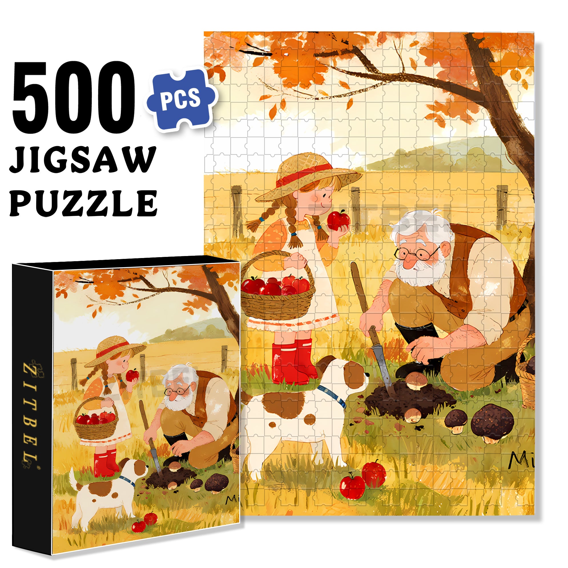 Wild Mushroom 500pcs/1000pcs Jigsaw Puzzle, Scratch-Resistant, Interactive Family Game & Brain-Boosting DIY Decor, Perfect for Halloween, Christmas & New Year Gifts, Family Puzzle Game