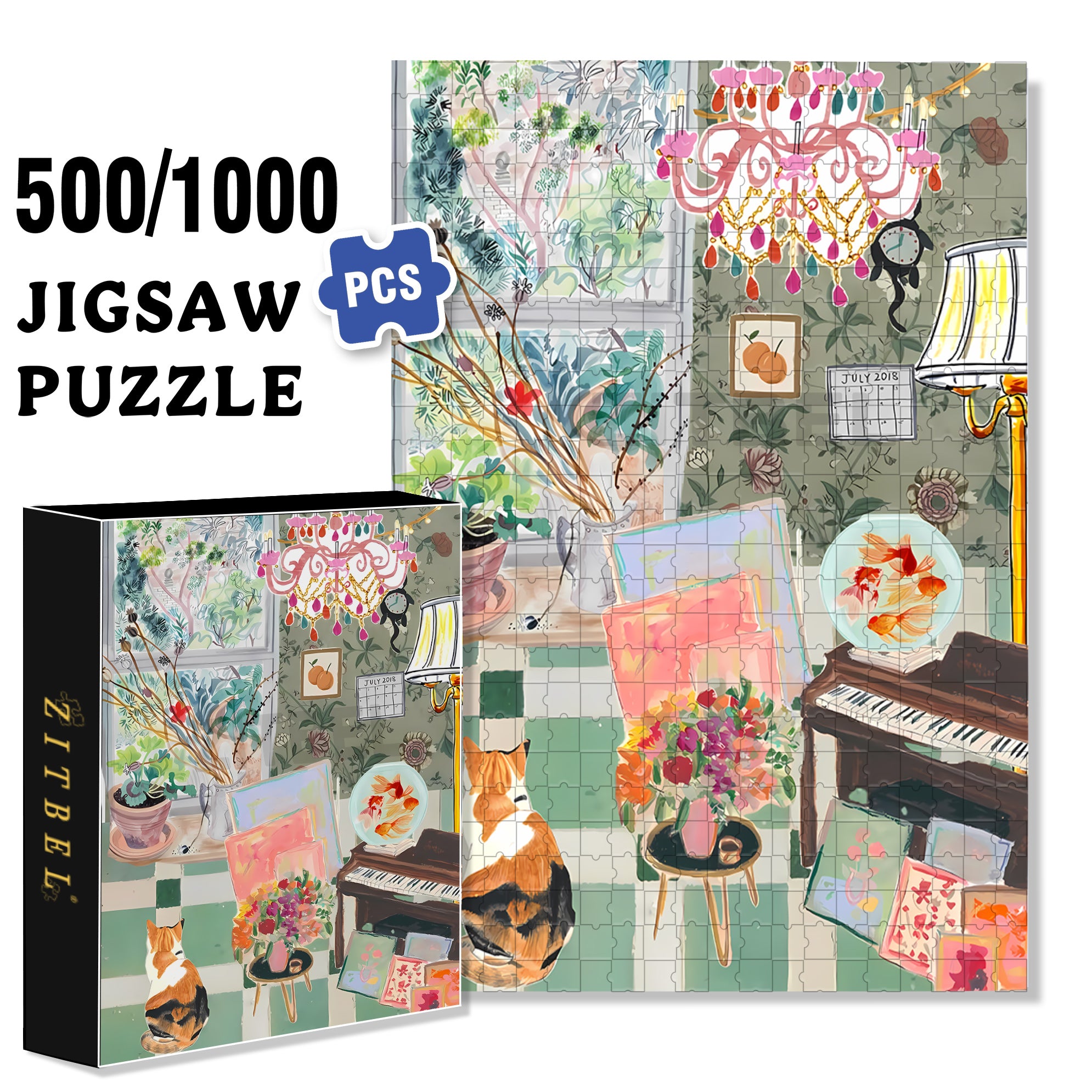 windowspot 500pcs/1000pcs Jigsaw Puzzle, Scratch-Resistant, Interactive Family Game & Brain-Boosting DIY Decor, Perfect for Halloween, Christmas & New Year Gifts, Family Puzzle Game