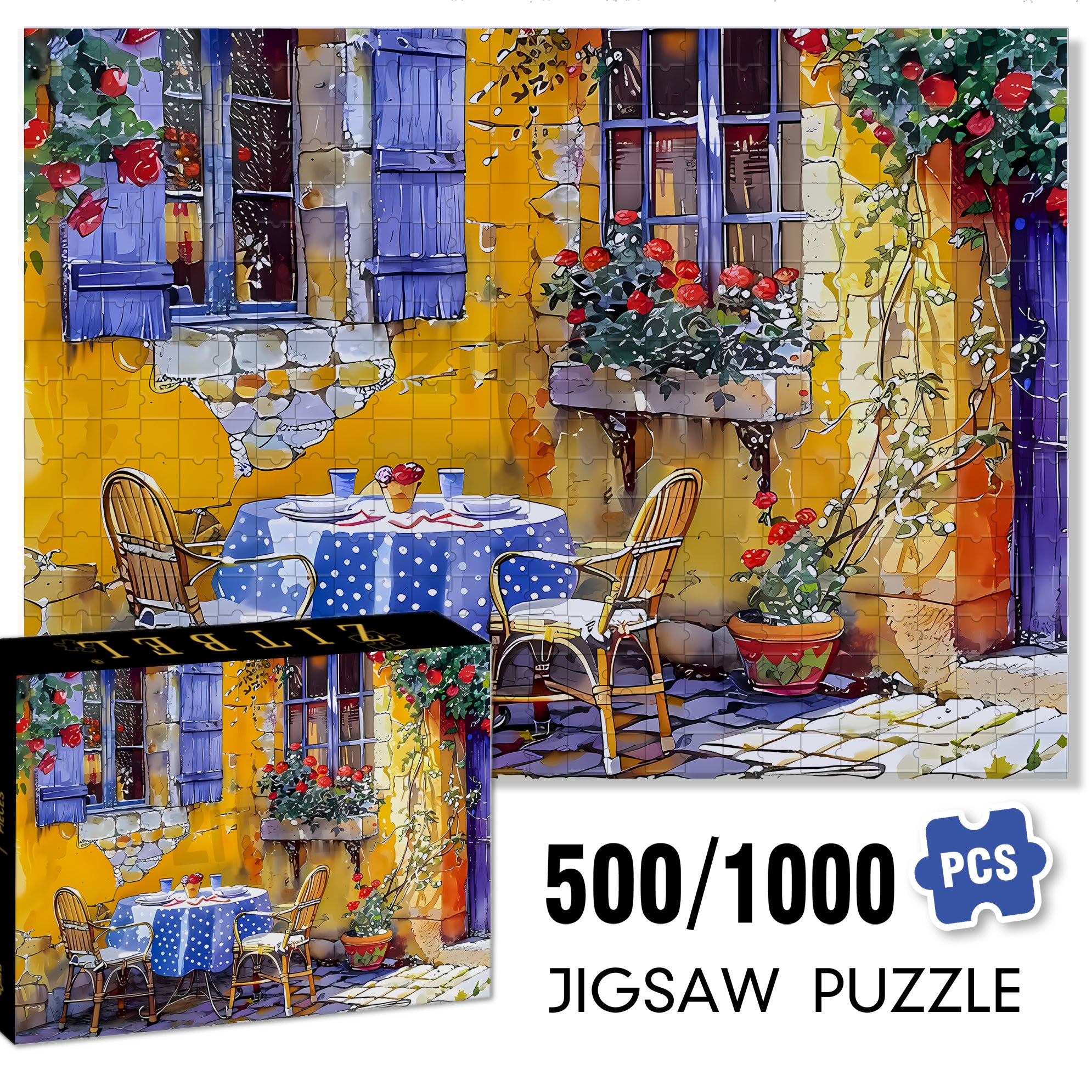 Afternoon Sunshine 500pcs/1000pcs Jigsaw Puzzle, Scratch-Resistant, Interactive Family Game & Brain-Boosting DIY Decor, Perfect for Halloween, Christmas & New Year Gifts, Family Puzzle Game