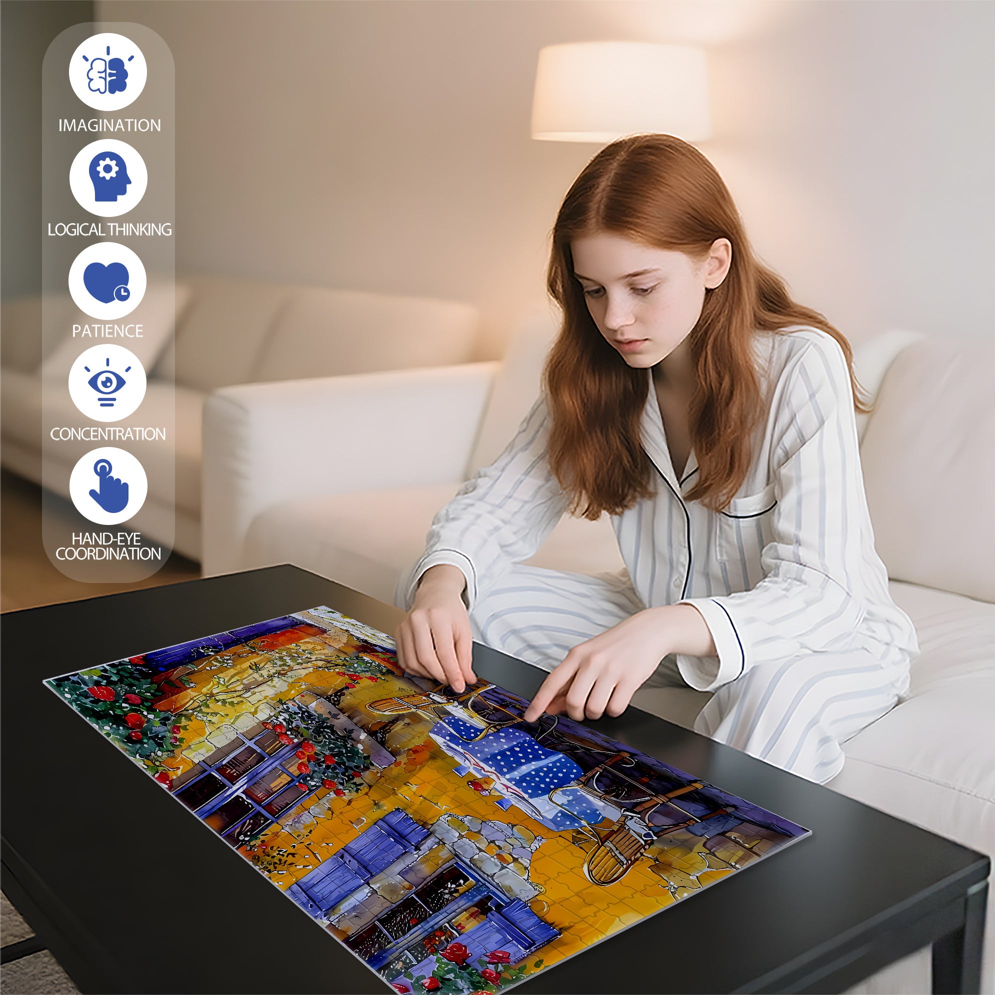 Afternoon Sunshine 500pcs/1000pcs Jigsaw Puzzle, Scratch-Resistant, Interactive Family Game & Brain-Boosting DIY Decor, Perfect for Halloween, Christmas & New Year Gifts, Family Puzzle Game