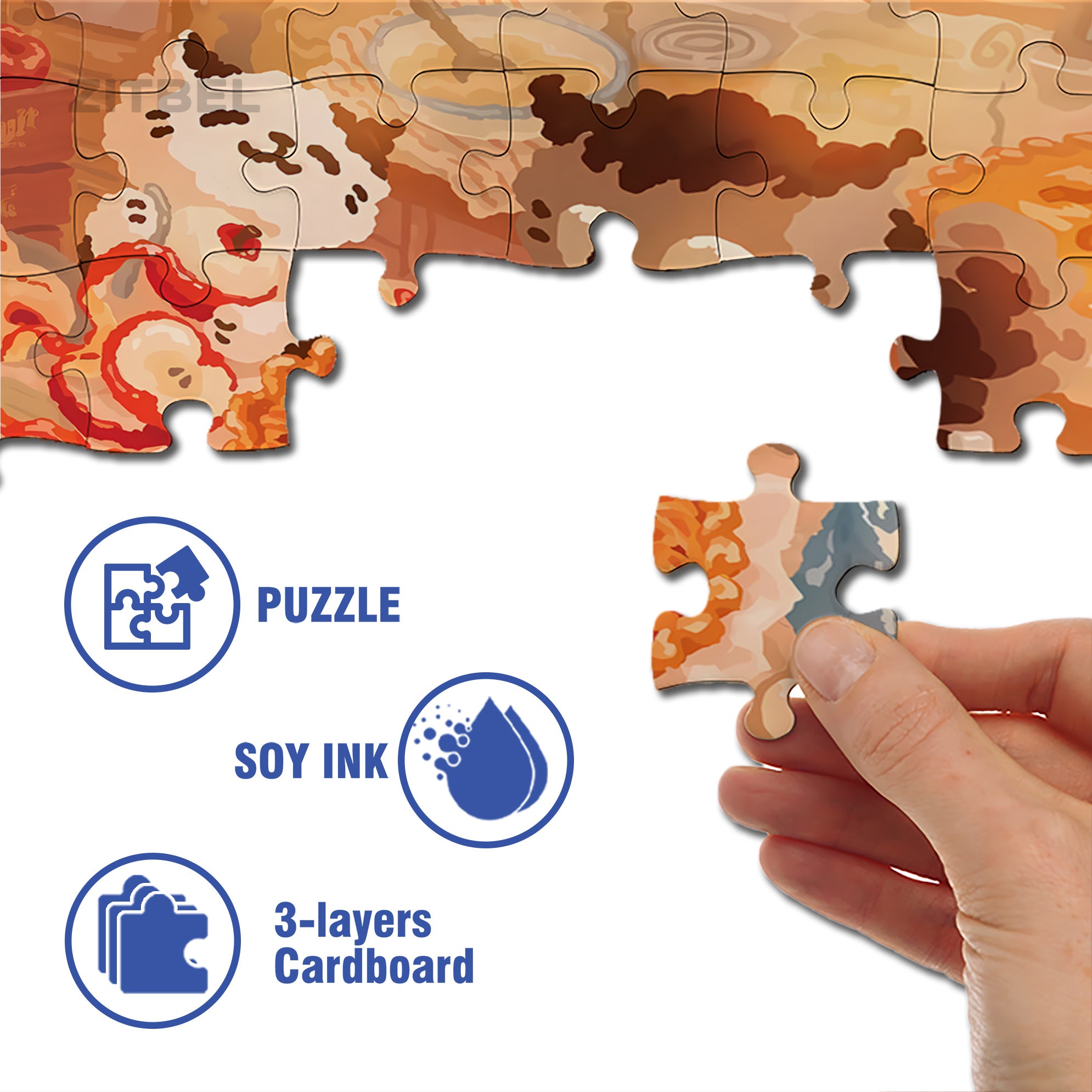 Apple Pie 500pcs/1000pcs Jigsaw Puzzle, Scratch-Resistant, Interactive Family Game & Brain-Boosting DIY Decor, Perfect for Halloween, Christmas & New Year Gifts, Family Puzzle Game