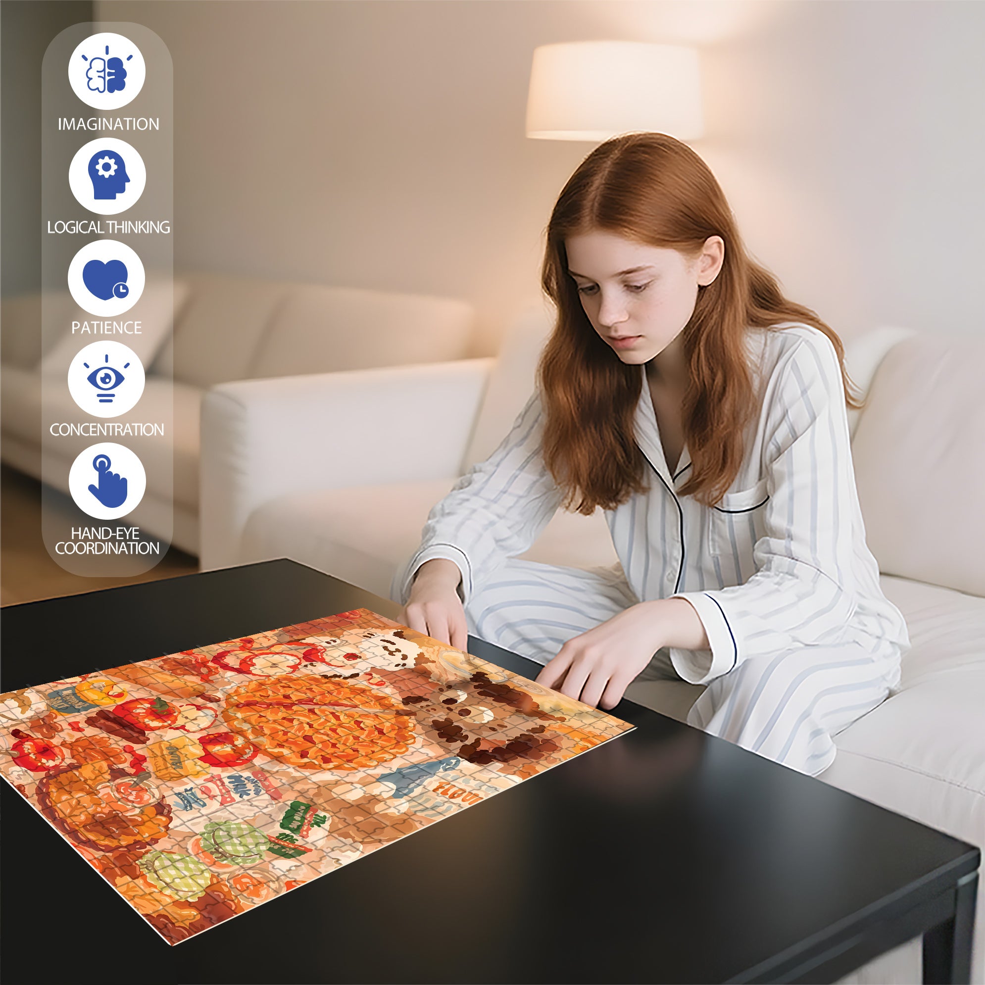 Apple Pie 500pcs/1000pcs Jigsaw Puzzle, Scratch-Resistant, Interactive Family Game & Brain-Boosting DIY Decor, Perfect for Halloween, Christmas & New Year Gifts, Family Puzzle Game