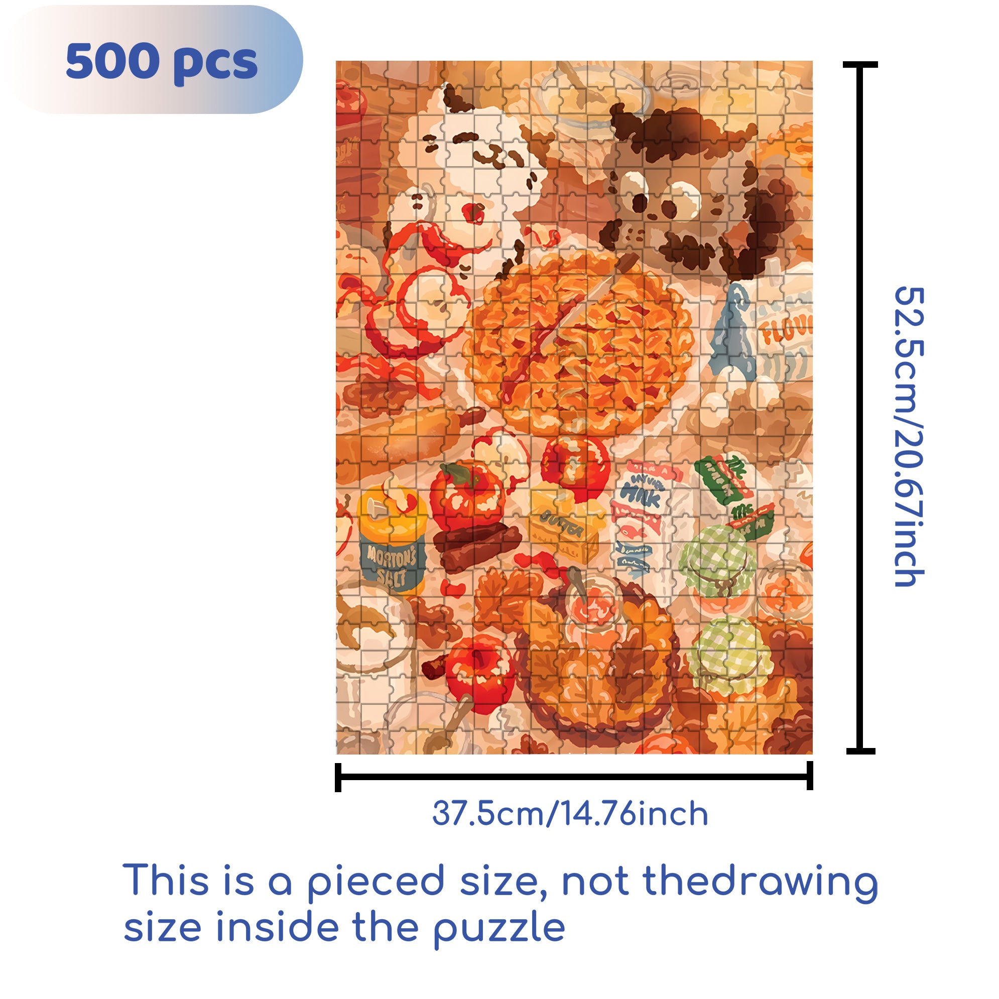 Apple Pie 500pcs/1000pcs Jigsaw Puzzle, Scratch-Resistant, Interactive Family Game & Brain-Boosting DIY Decor, Perfect for Halloween, Christmas & New Year Gifts, Family Puzzle Game