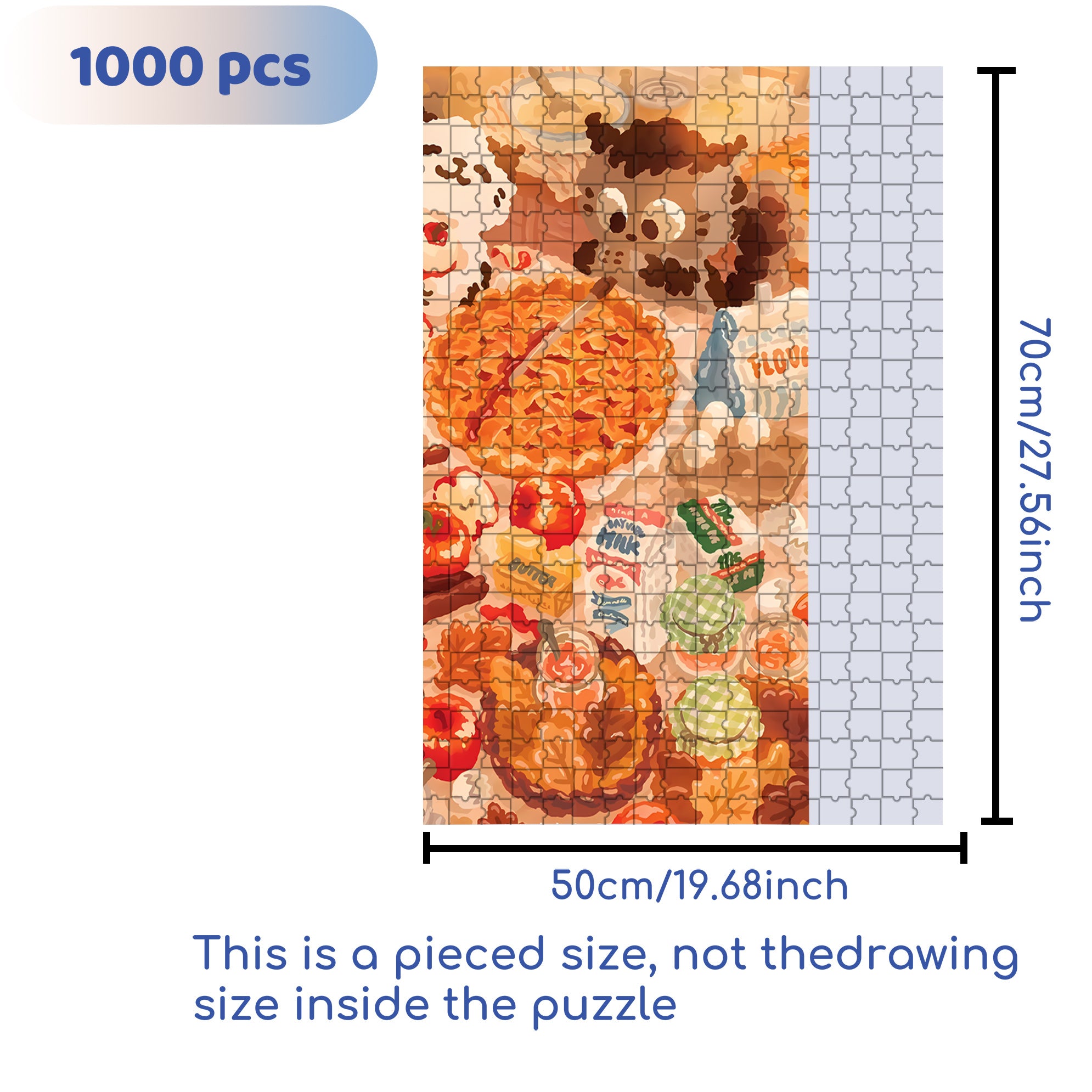 Apple Pie 500pcs/1000pcs Jigsaw Puzzle, Scratch-Resistant, Interactive Family Game & Brain-Boosting DIY Decor, Perfect for Halloween, Christmas & New Year Gifts, Family Puzzle Game
