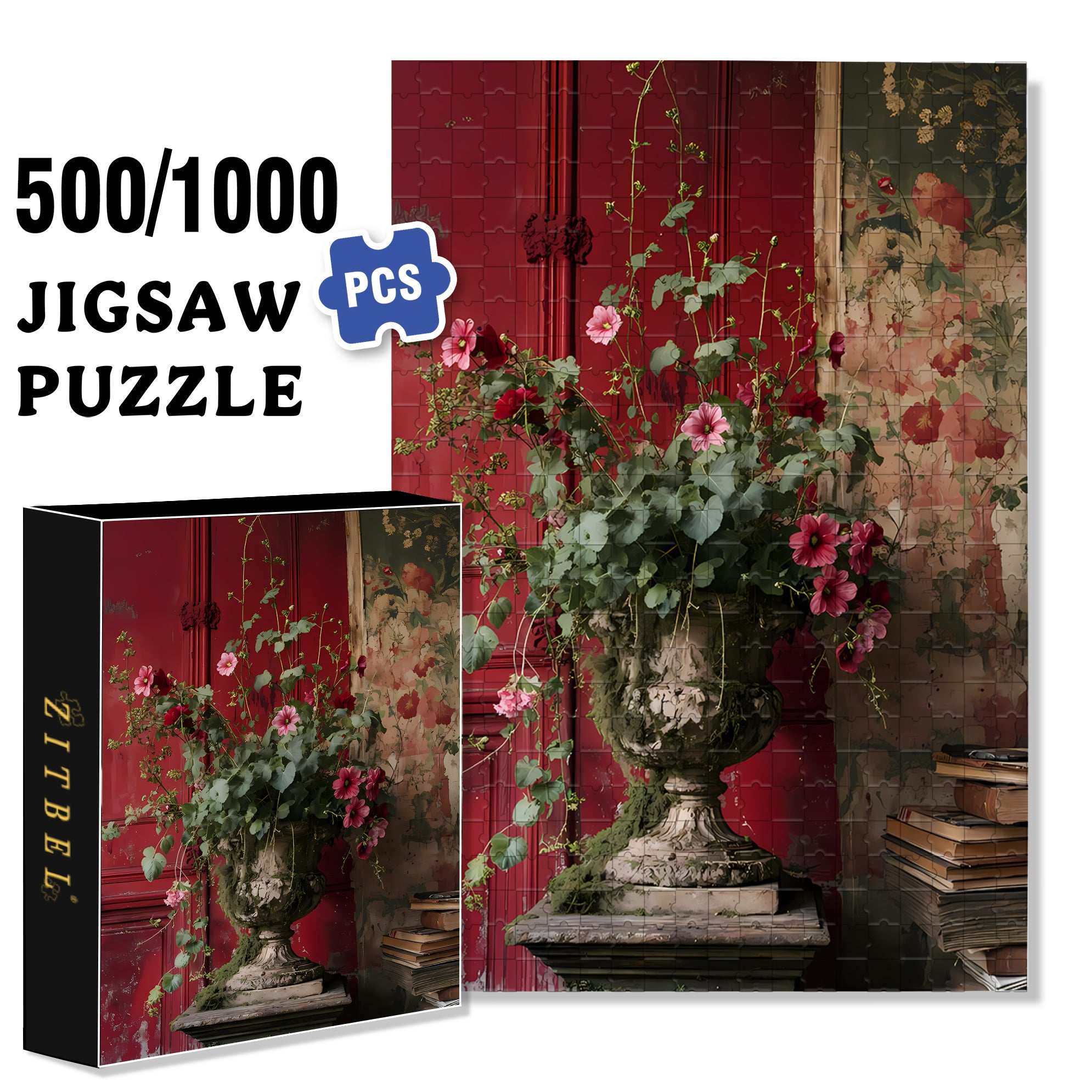 Blooming 500pcs/1000pcs Jigsaw Puzzle, Scratch-Resistant, Interactive Family Game & Brain-Boosting DIY Decor, Perfect for Halloween, Christmas & New Year Gifts, Family Puzzle Game