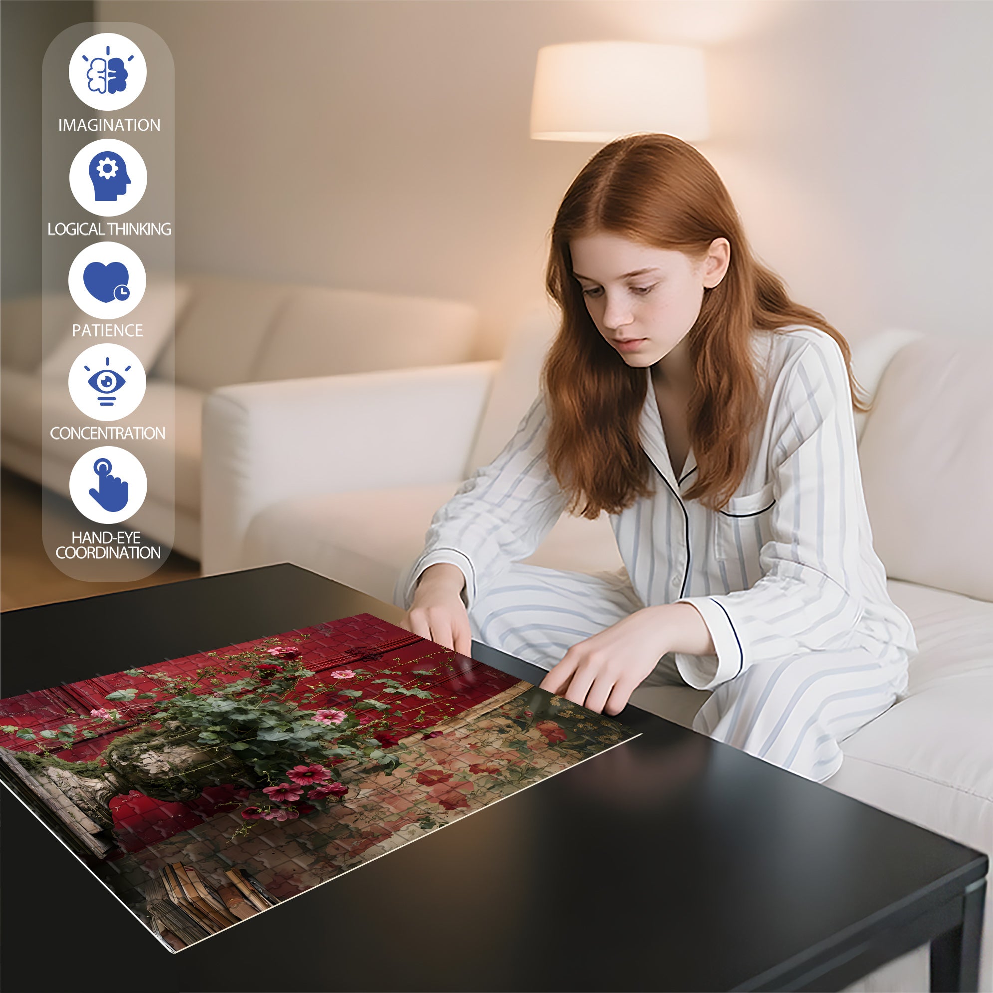 Blooming 500pcs/1000pcs Jigsaw Puzzle, Scratch-Resistant, Interactive Family Game & Brain-Boosting DIY Decor, Perfect for Halloween, Christmas & New Year Gifts, Family Puzzle Game