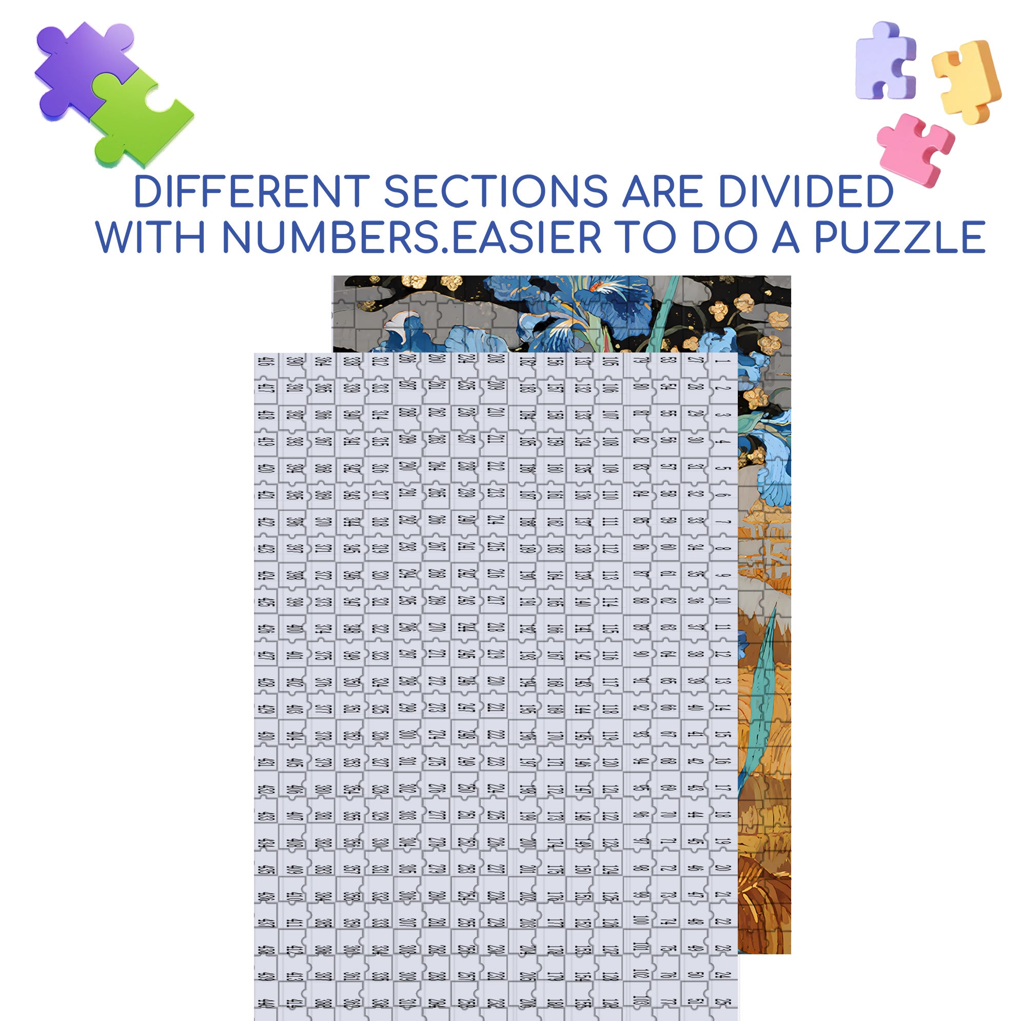Blue Iris 500pcs/1000pcs Jigsaw Puzzle, Scratch-Resistant, Interactive Family Game & Brain-Boosting DIY Decor, Perfect for Halloween, Christmas & New Year Gifts, Family Puzzle Game