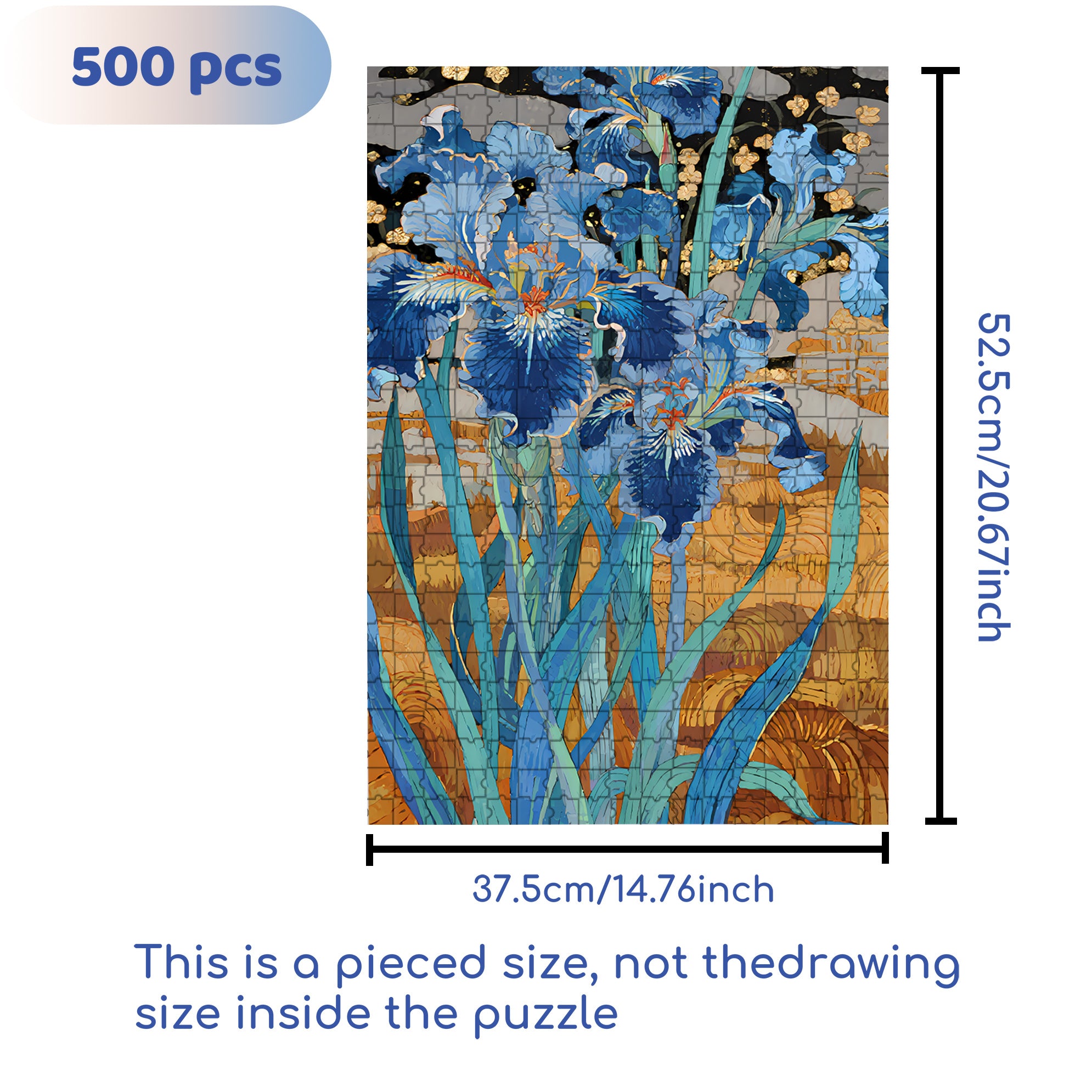 Blue Iris 500pcs/1000pcs Jigsaw Puzzle, Scratch-Resistant, Interactive Family Game & Brain-Boosting DIY Decor, Perfect for Halloween, Christmas & New Year Gifts, Family Puzzle Game