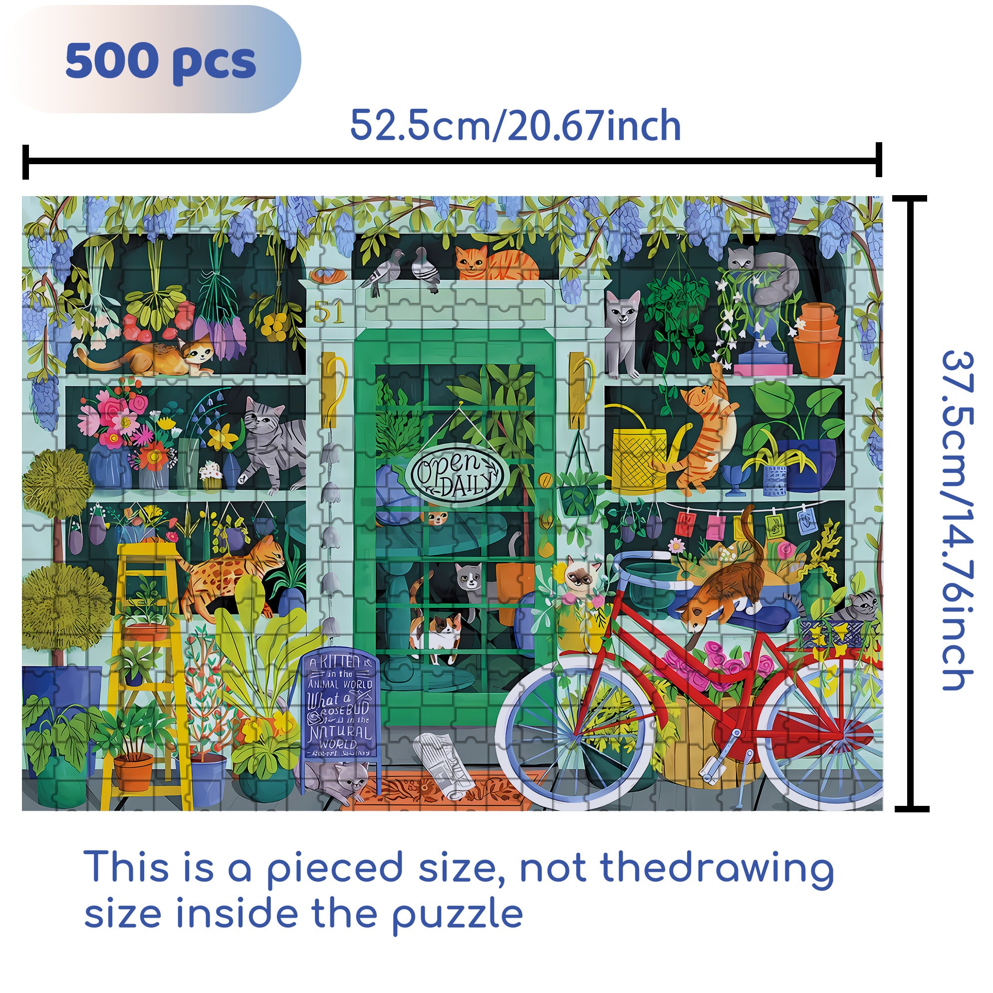 Cat Flowers 500pcs/1000pcs Jigsaw Puzzle, Scratch-Resistant, Interactive Family Game & Brain-Boosting DIY Decor, Perfect for Halloween, Christmas & New Year Gifts, Family Puzzle Game