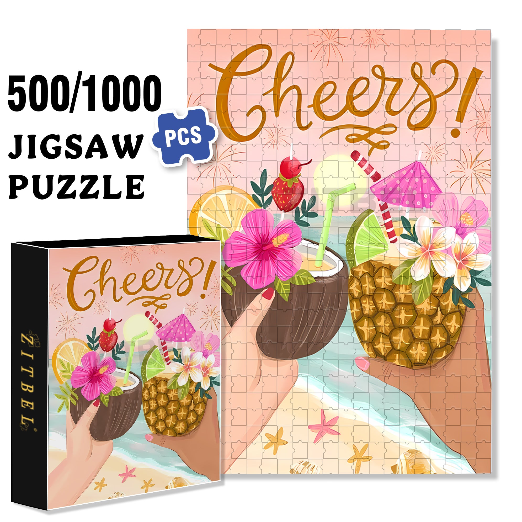 Cheers 500pcs/1000pcs Jigsaw Puzzle, Scratch-Resistant, Interactive Family Game & Brain-Boosting DIY Decor, Perfect for Halloween, Christmas & New Year Gifts, Family Puzzle Game