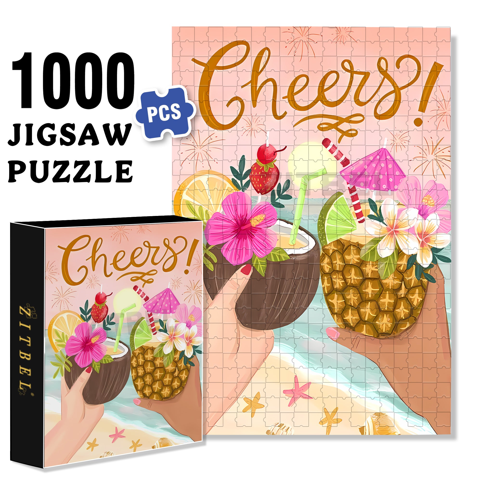 Cheers 500pcs/1000pcs Jigsaw Puzzle, Scratch-Resistant, Interactive Family Game & Brain-Boosting DIY Decor, Perfect for Halloween, Christmas & New Year Gifts, Family Puzzle Game