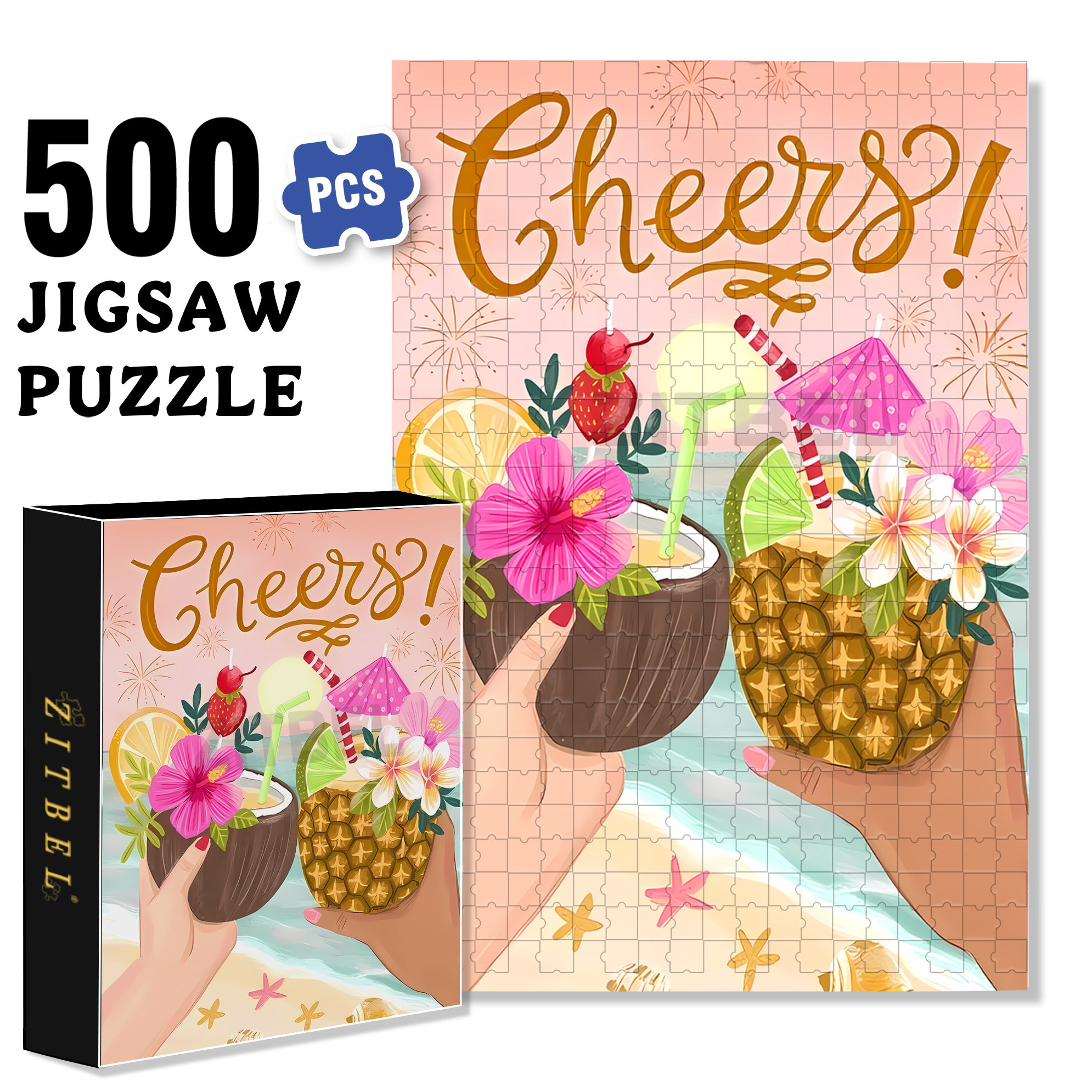 Cheers 500pcs/1000pcs Jigsaw Puzzle, Scratch-Resistant, Interactive Family Game & Brain-Boosting DIY Decor, Perfect for Halloween, Christmas & New Year Gifts, Family Puzzle Game