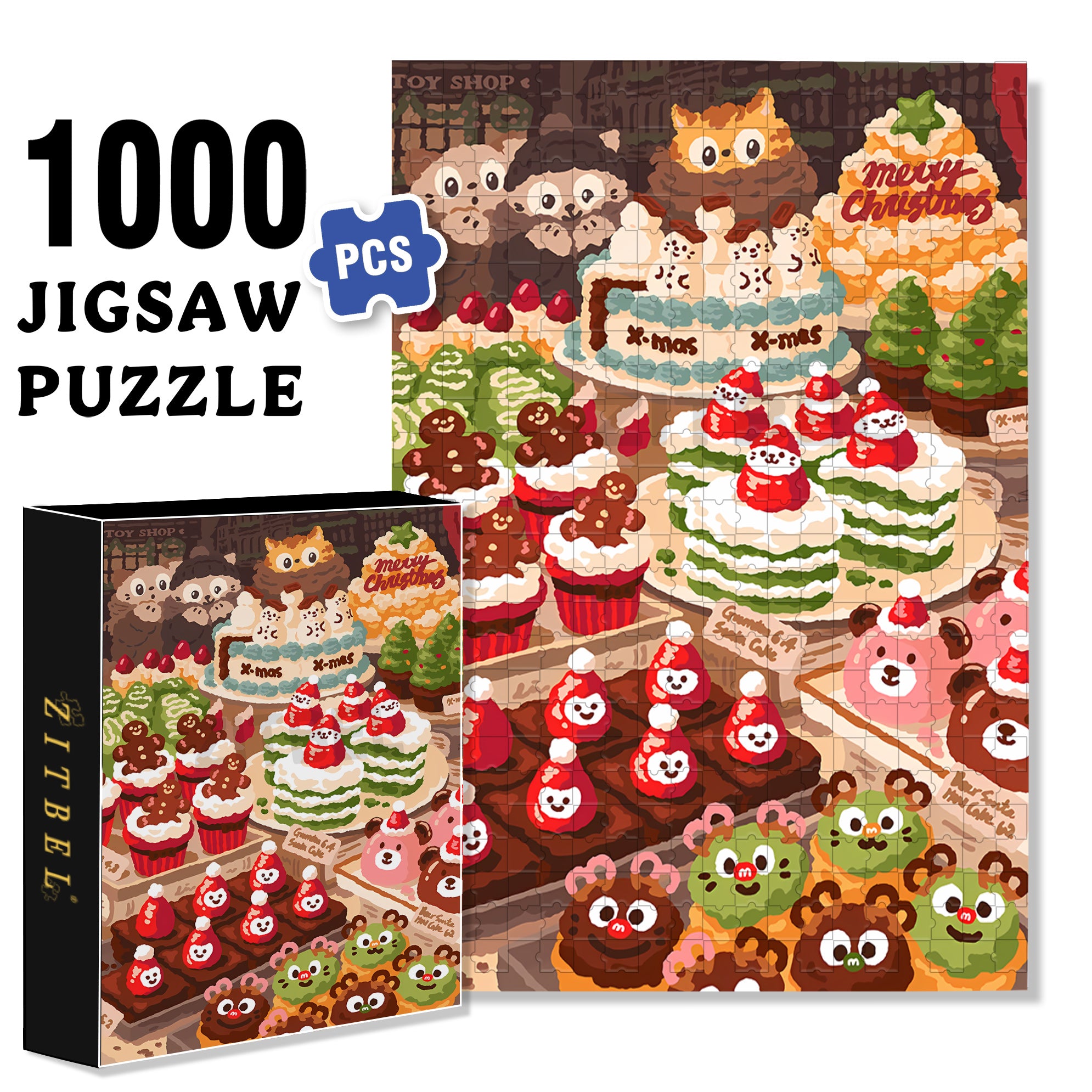 Christmas Dessert 500pcs/1000pcs Jigsaw Puzzle, Scratch-Resistant, Interactive Family Game & Brain-Boosting DIY Decor, Perfect for Halloween, Christmas & New Year Gifts, Family Puzzle Game