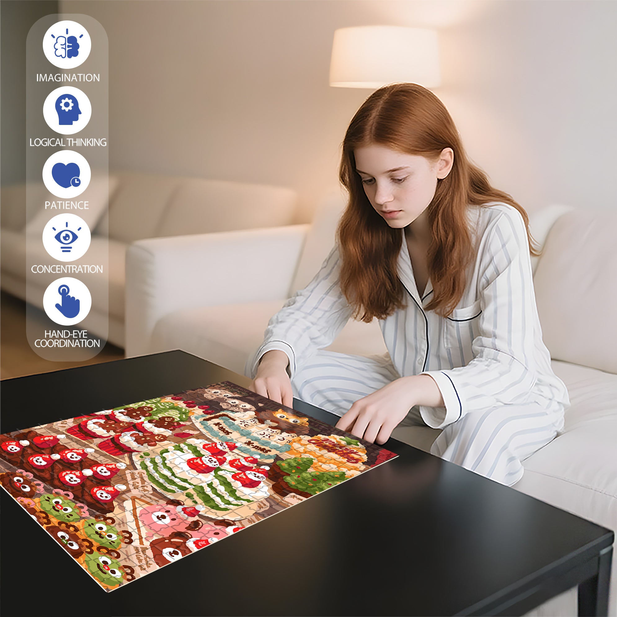 Christmas Dessert 500pcs/1000pcs Jigsaw Puzzle, Scratch-Resistant, Interactive Family Game & Brain-Boosting DIY Decor, Perfect for Halloween, Christmas & New Year Gifts, Family Puzzle Game