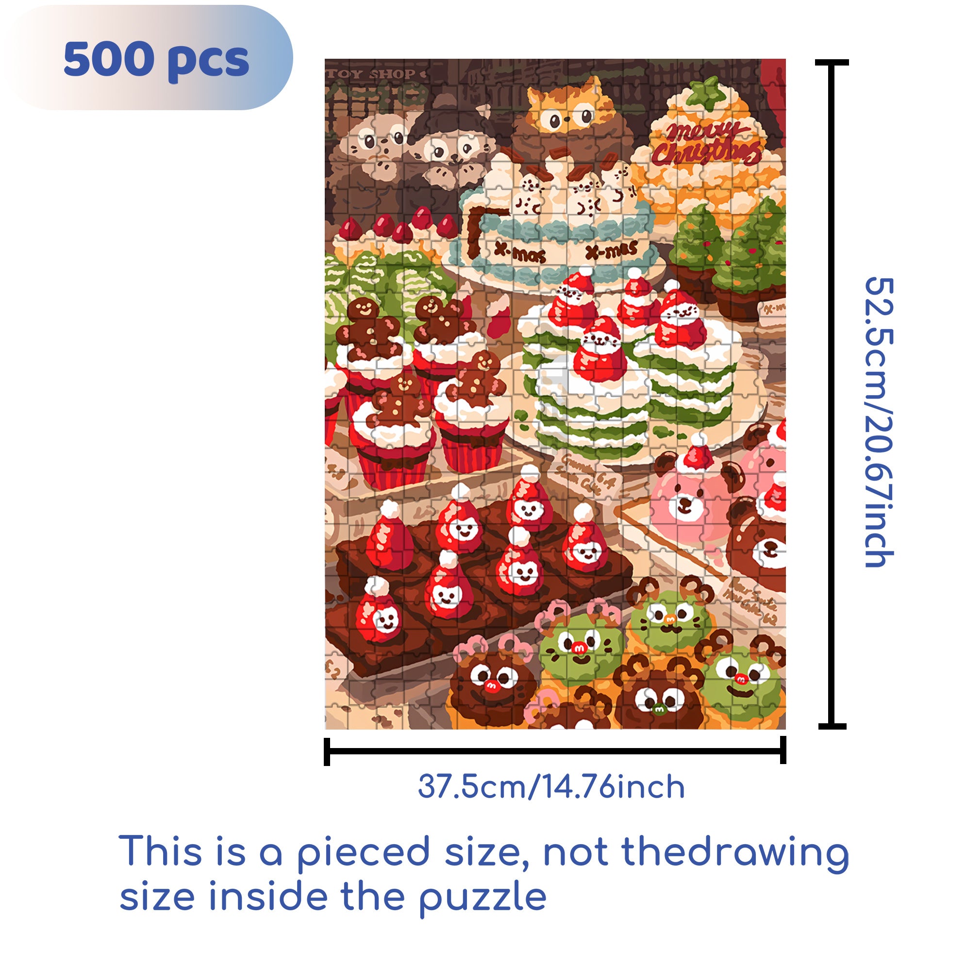 Christmas Dessert 500pcs/1000pcs Jigsaw Puzzle, Scratch-Resistant, Interactive Family Game & Brain-Boosting DIY Decor, Perfect for Halloween, Christmas & New Year Gifts, Family Puzzle Game