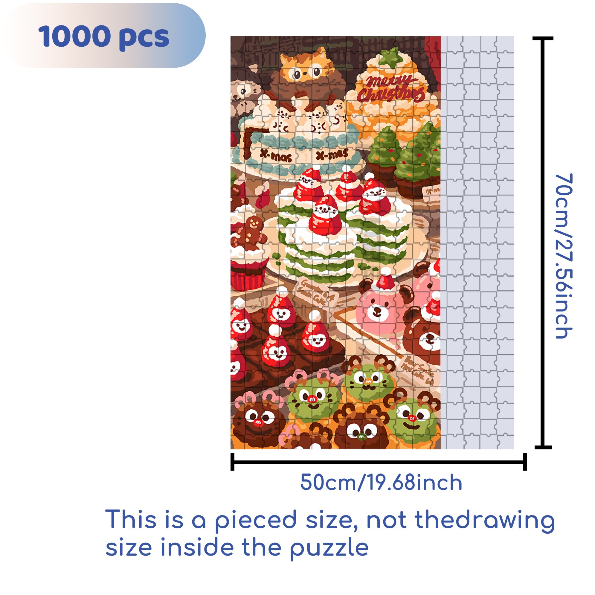 Christmas Dessert 500pcs/1000pcs Jigsaw Puzzle, Scratch-Resistant, Interactive Family Game & Brain-Boosting DIY Decor, Perfect for Halloween, Christmas & New Year Gifts, Family Puzzle Game