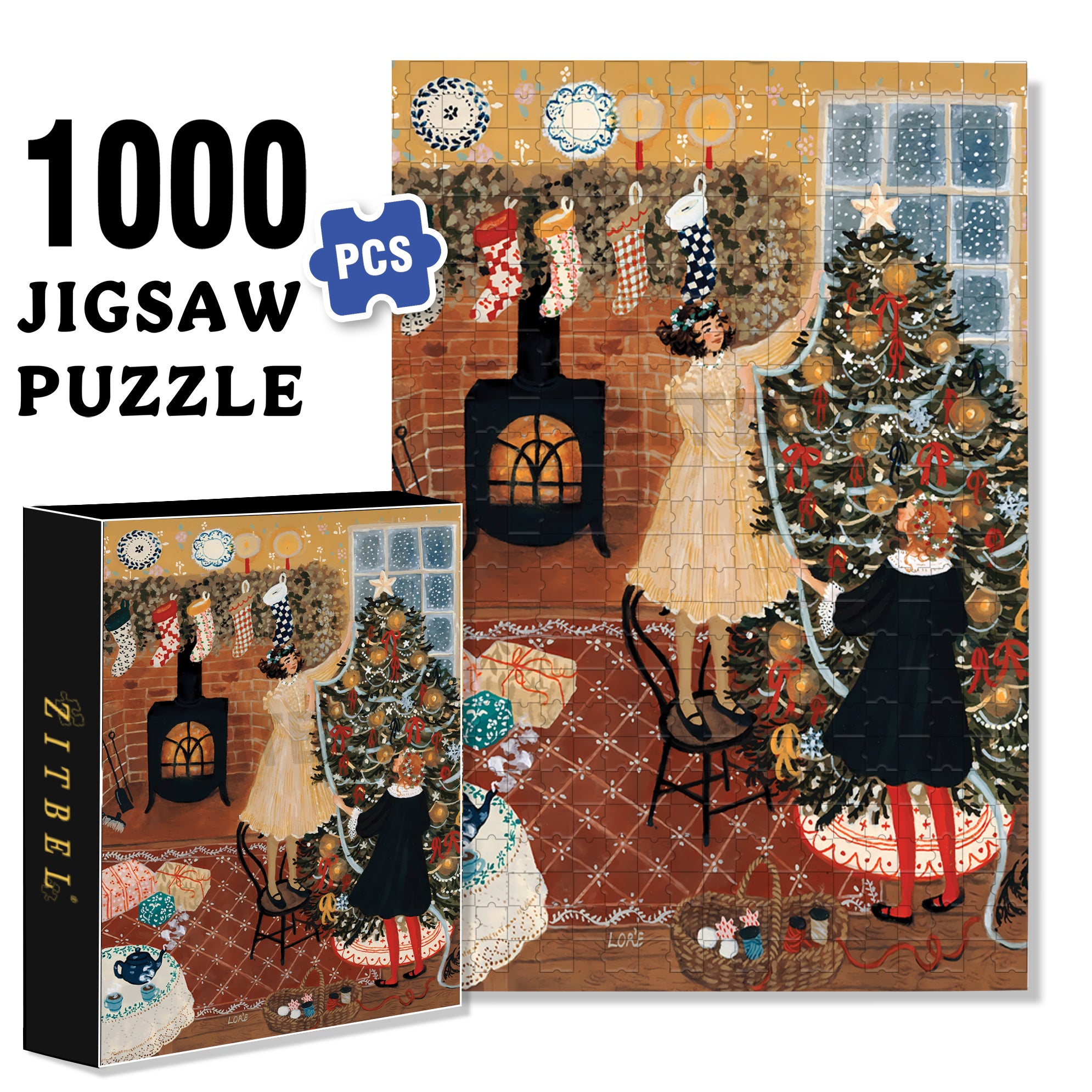 Christmas Tree Decoration 500pcs/1000pcs Jigsaw Puzzle, Scratch-Resistant, Interactive Family Game & Brain-Boosting DIY Decor, Perfect for Halloween, Christmas & New Year Gifts, Family Puzzle Game