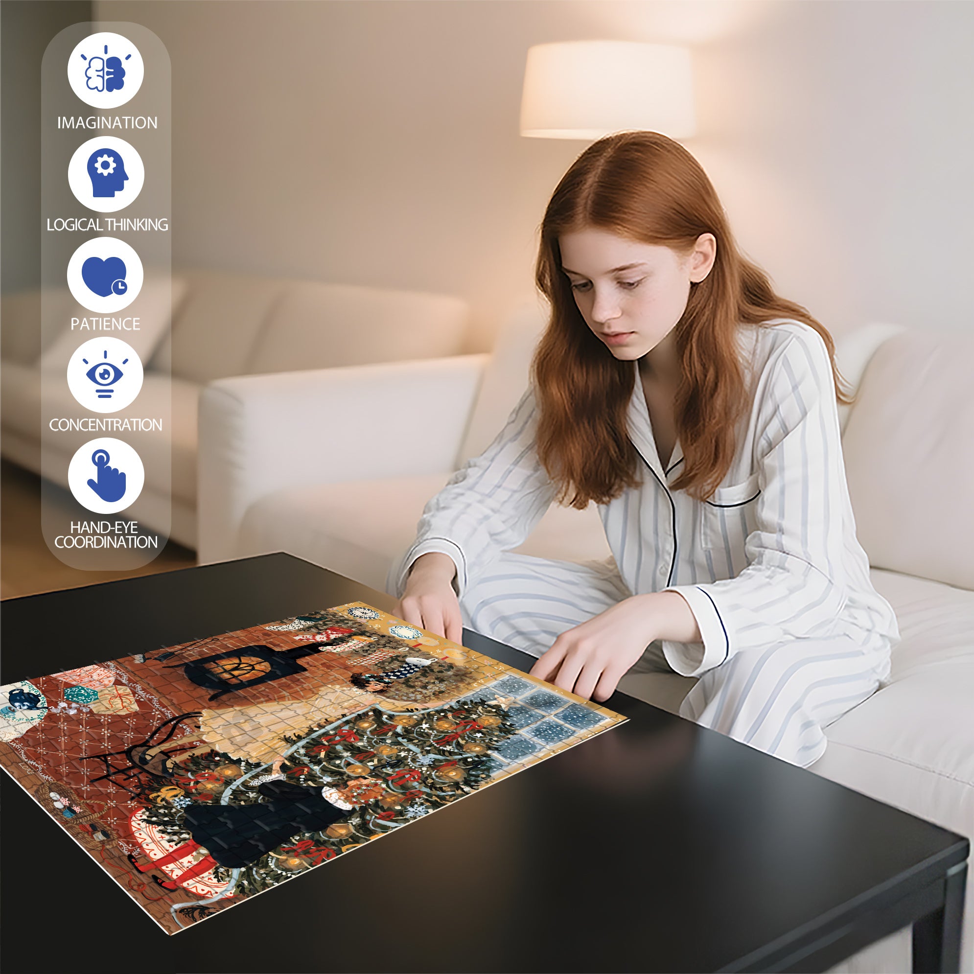 Christmas Tree Decoration 500pcs/1000pcs Jigsaw Puzzle, Scratch-Resistant, Interactive Family Game & Brain-Boosting DIY Decor, Perfect for Halloween, Christmas & New Year Gifts, Family Puzzle Game