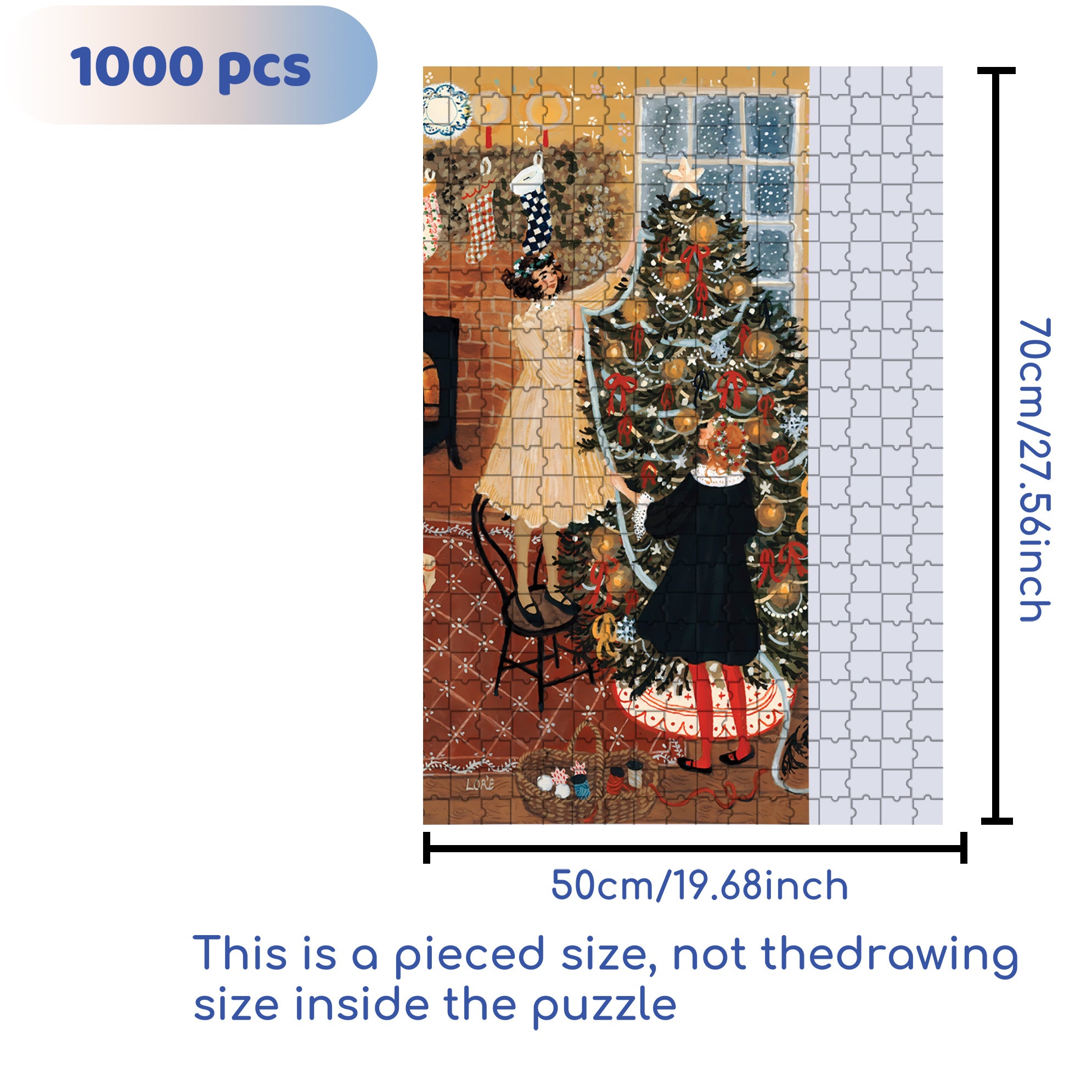 Christmas Tree Decoration 500pcs/1000pcs Jigsaw Puzzle, Scratch-Resistant, Interactive Family Game & Brain-Boosting DIY Decor, Perfect for Halloween, Christmas & New Year Gifts, Family Puzzle Game