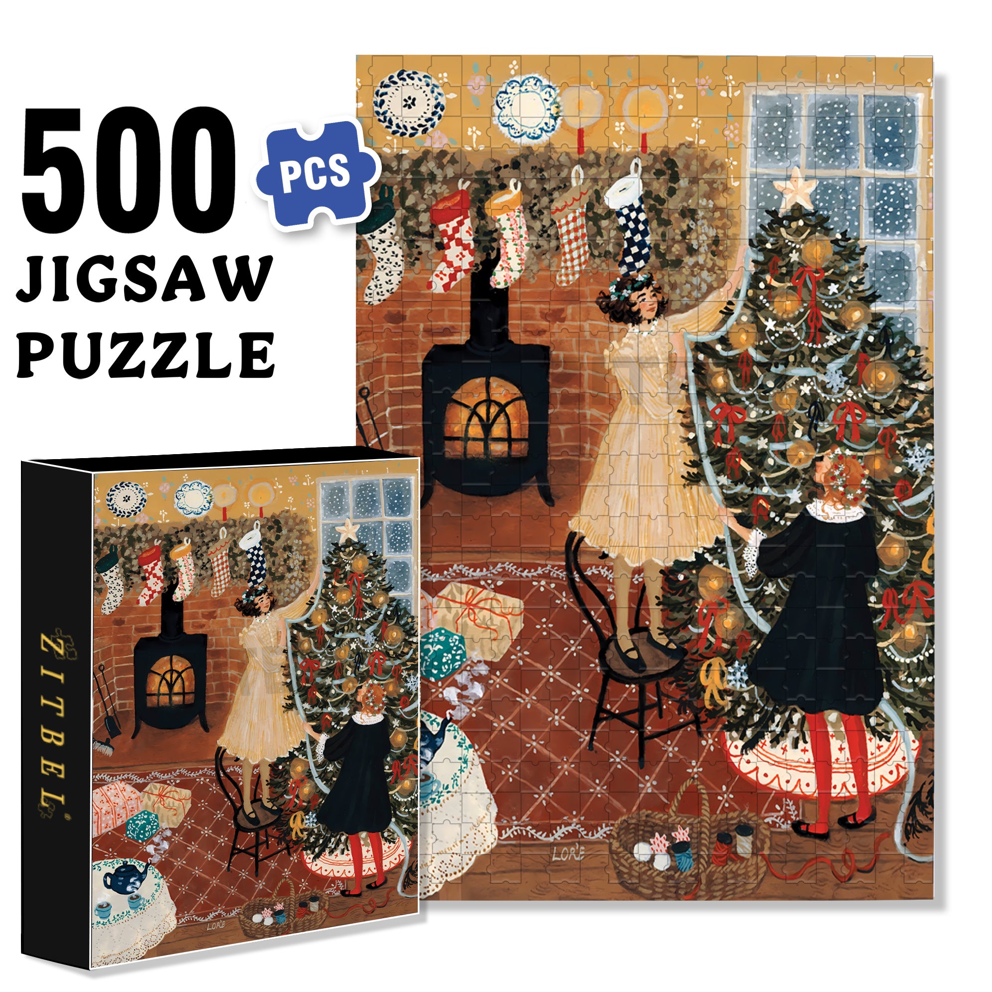 Christmas Tree Decoration 500pcs/1000pcs Jigsaw Puzzle, Scratch-Resistant, Interactive Family Game & Brain-Boosting DIY Decor, Perfect for Halloween, Christmas & New Year Gifts, Family Puzzle Game